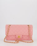 *HOT* Chanel Bubblegum Pink Vintage Classic Medium Double Flap Bag in Caviar Leather with 24K Gold Hardware
