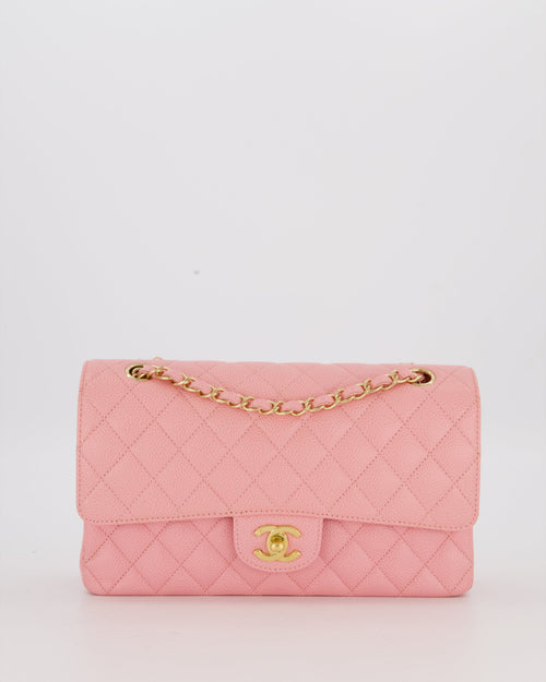 *HOT* Chanel Bubblegum Pink Vintage Classic Medium Double Flap Bag in Caviar Leather with 24K Gold Hardware