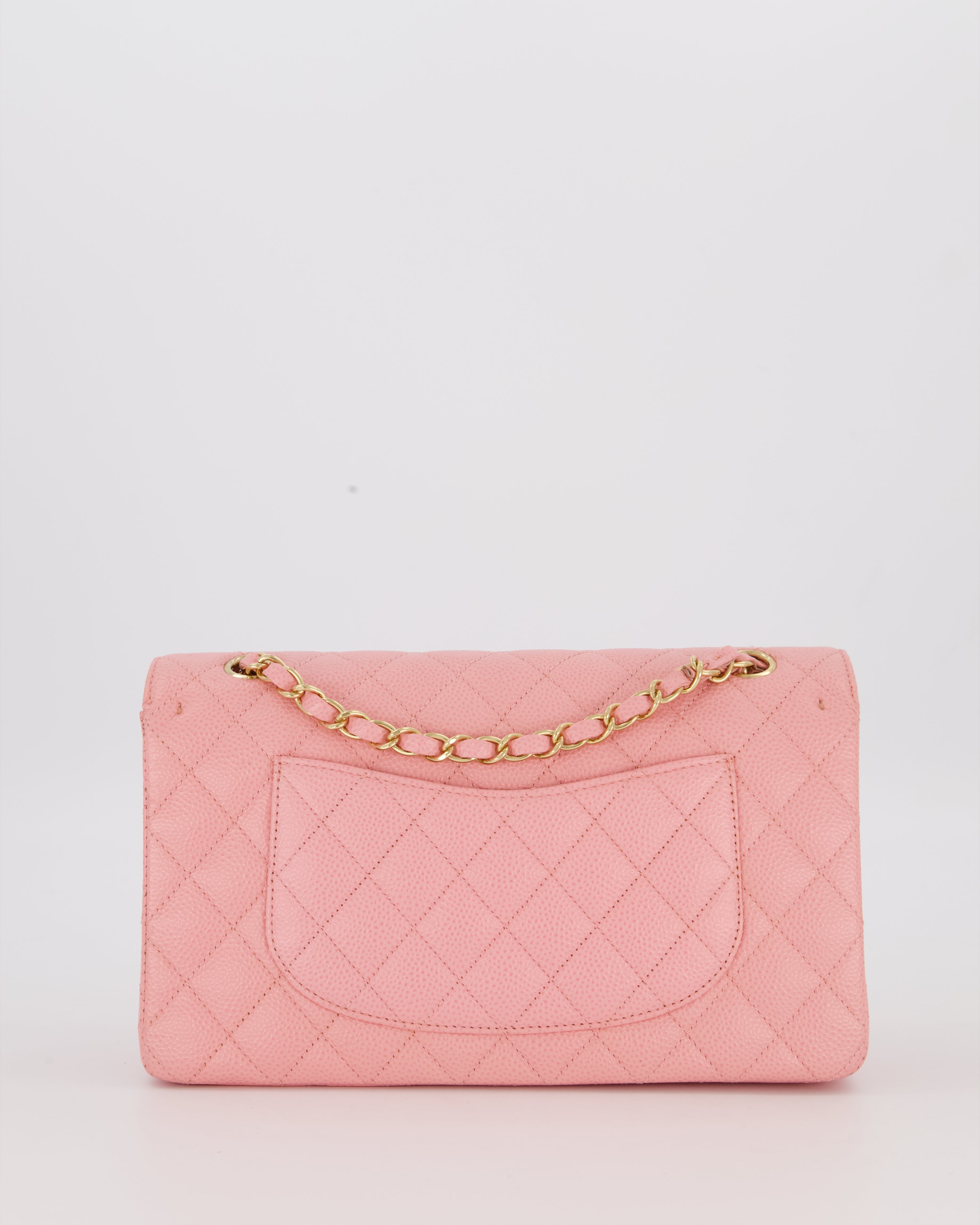 *HOT* Chanel Bubblegum Pink Vintage Classic Medium Double Flap Bag in Caviar Leather with 24K Gold Hardware