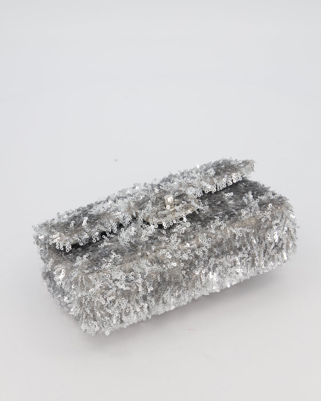 Chanel 25/S Mini Flap Bag in Silver Sequins with Silver Hardware