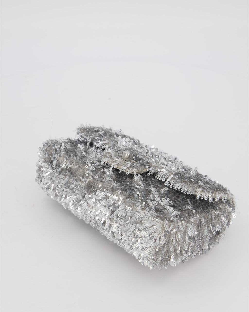 Chanel 25/S Mini Flap Bag in Silver Sequins with Silver Hardware