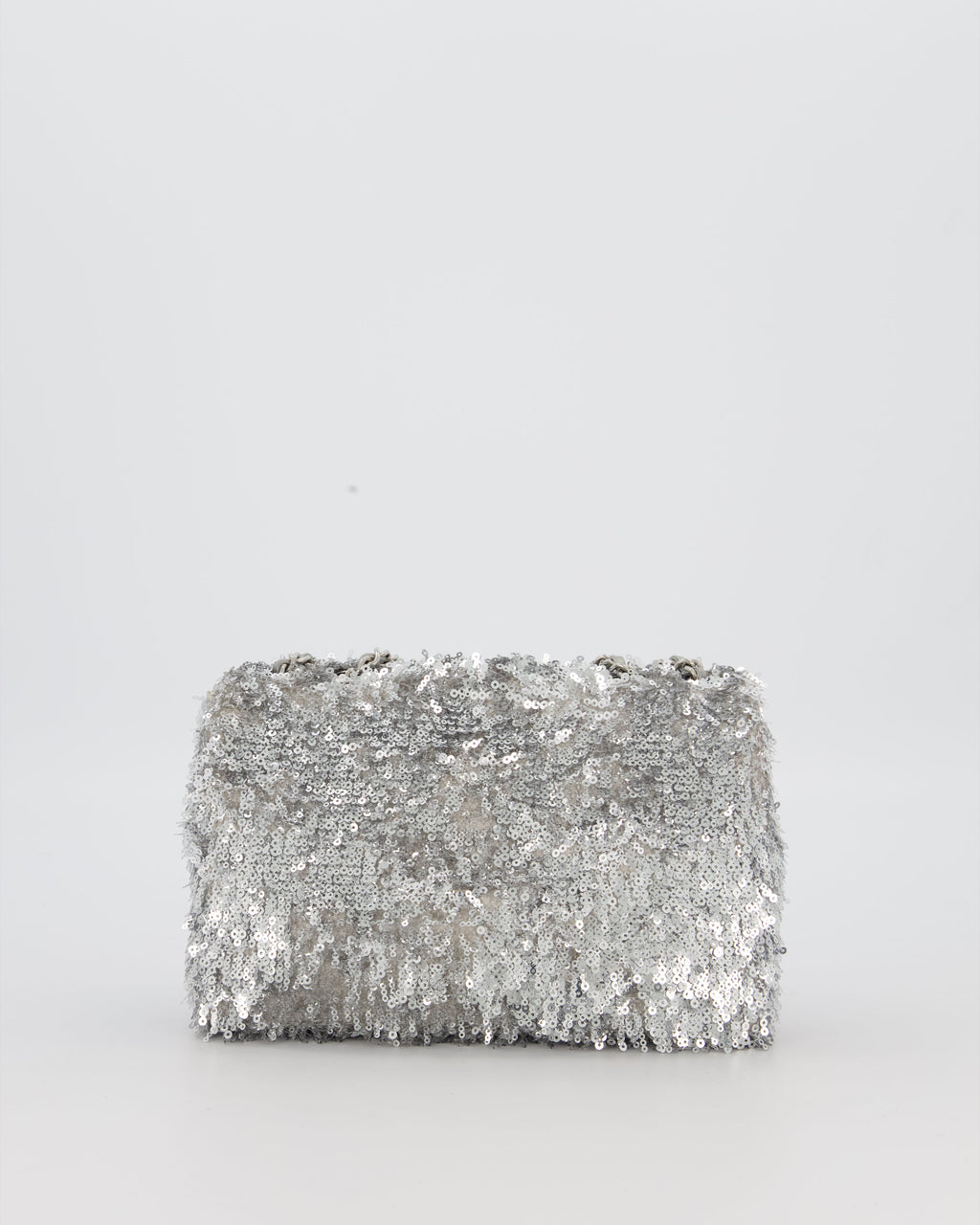 Chanel 25/S Mini Flap Bag in Silver Sequins with Silver Hardware