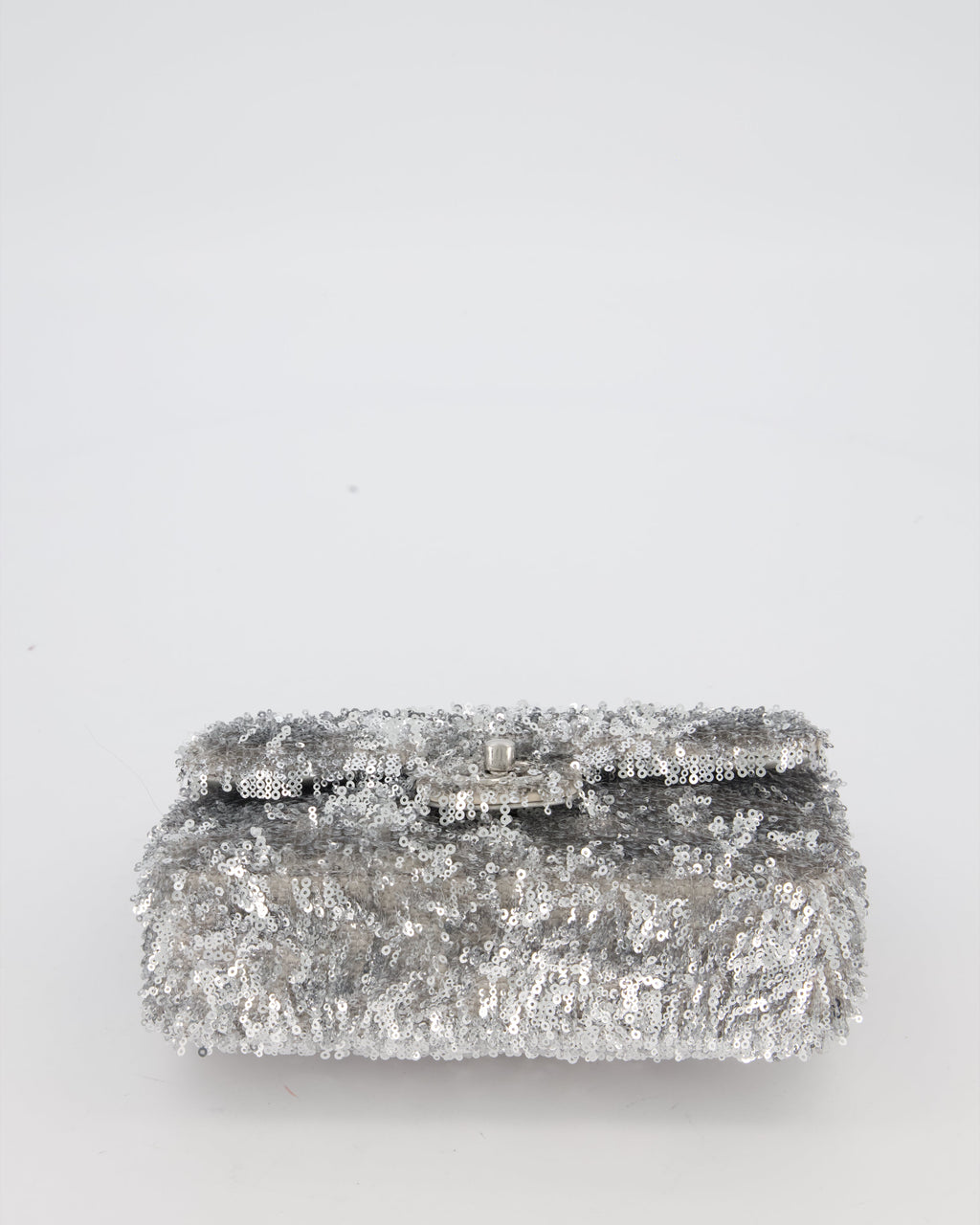 Chanel 25/S Mini Flap Bag in Silver Sequins with Silver Hardware