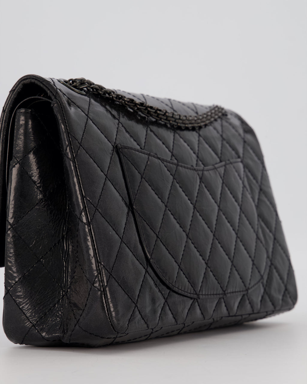 Chanel Black Reissue 226 Medium Double Flap Bag in Patent Leather with So Black Hardware