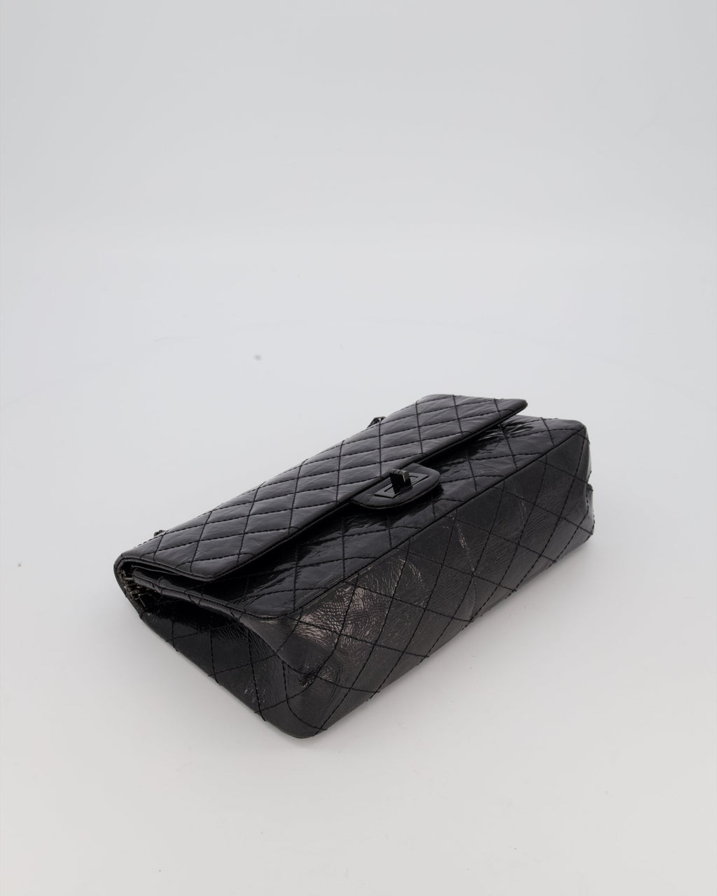 Chanel Black Reissue 226 Medium Double Flap Bag in Patent Leather with So Black Hardware