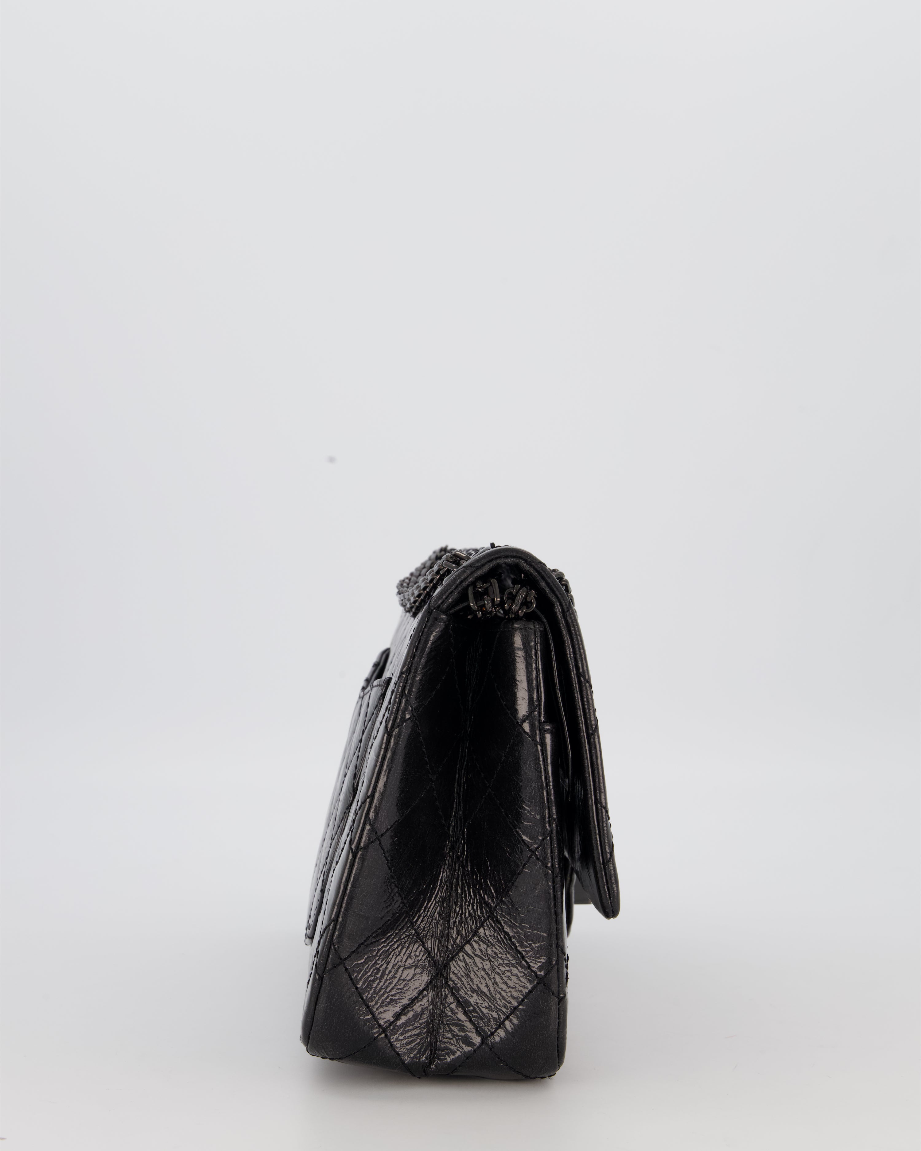 Chanel Black Reissue 226 Medium Double Flap Bag in Patent Leather with So Black Hardware