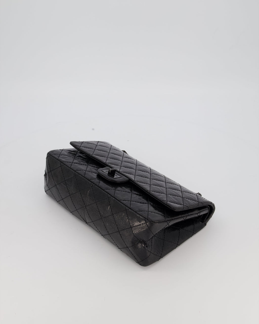 Chanel Black Reissue 226 Medium Double Flap Bag in Patent Leather with So Black Hardware