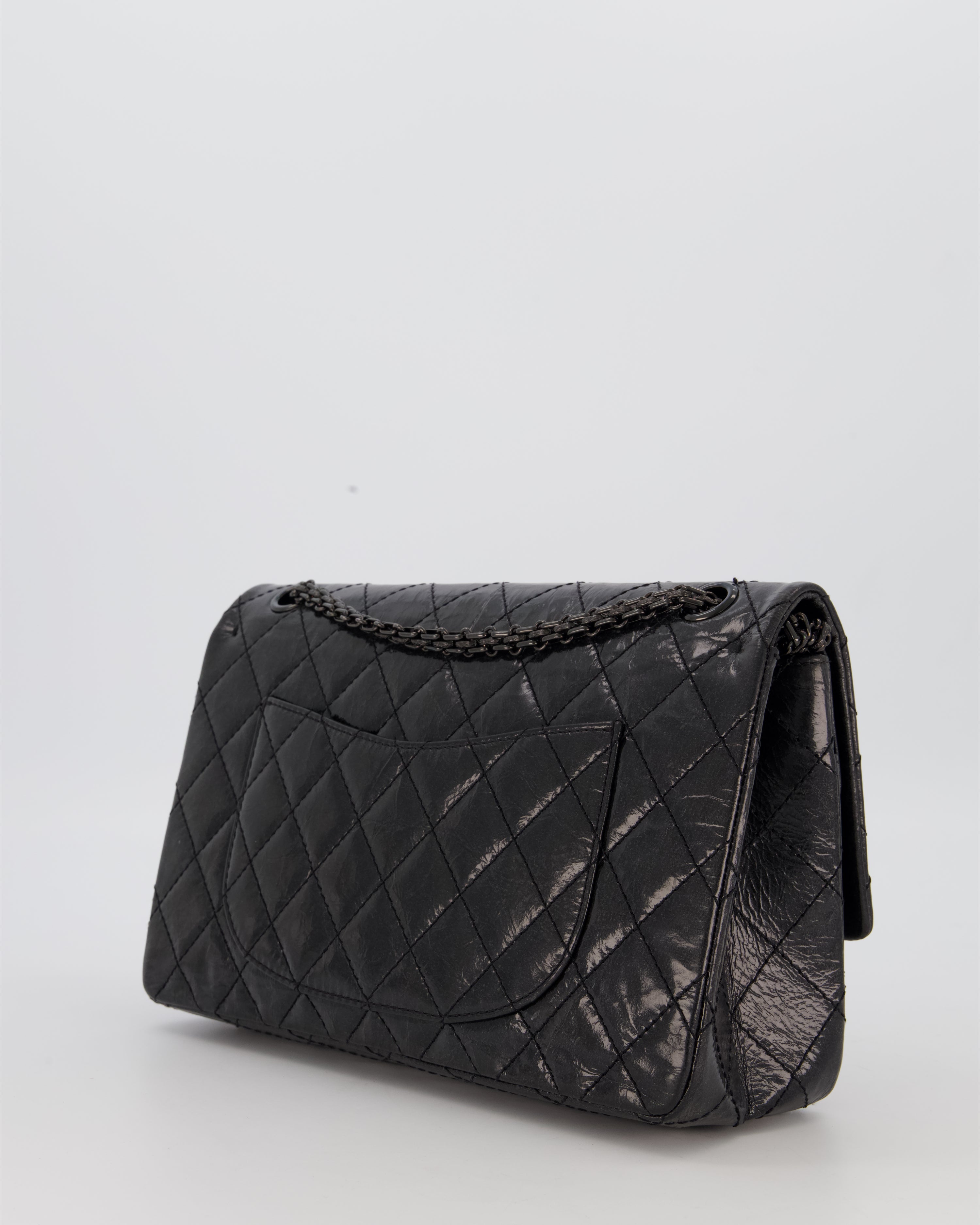 Chanel Black Reissue 226 Medium Double Flap Bag in Patent Leather with So Black Hardware