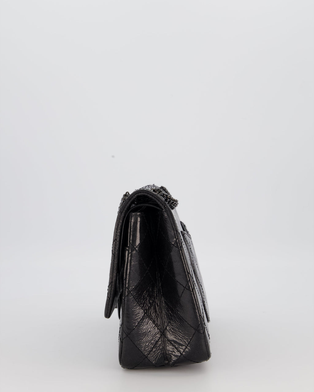 Chanel Black Reissue 226 Medium Double Flap Bag in Patent Leather with So Black Hardware