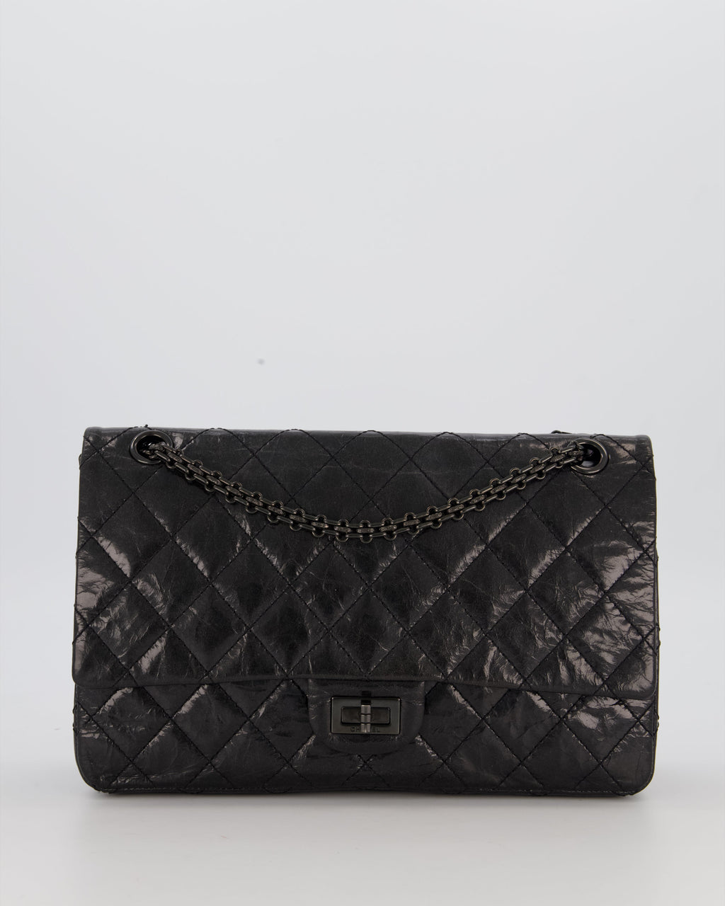 Chanel Black Reissue 226 Medium Double Flap Bag in Patent Leather with So Black Hardware