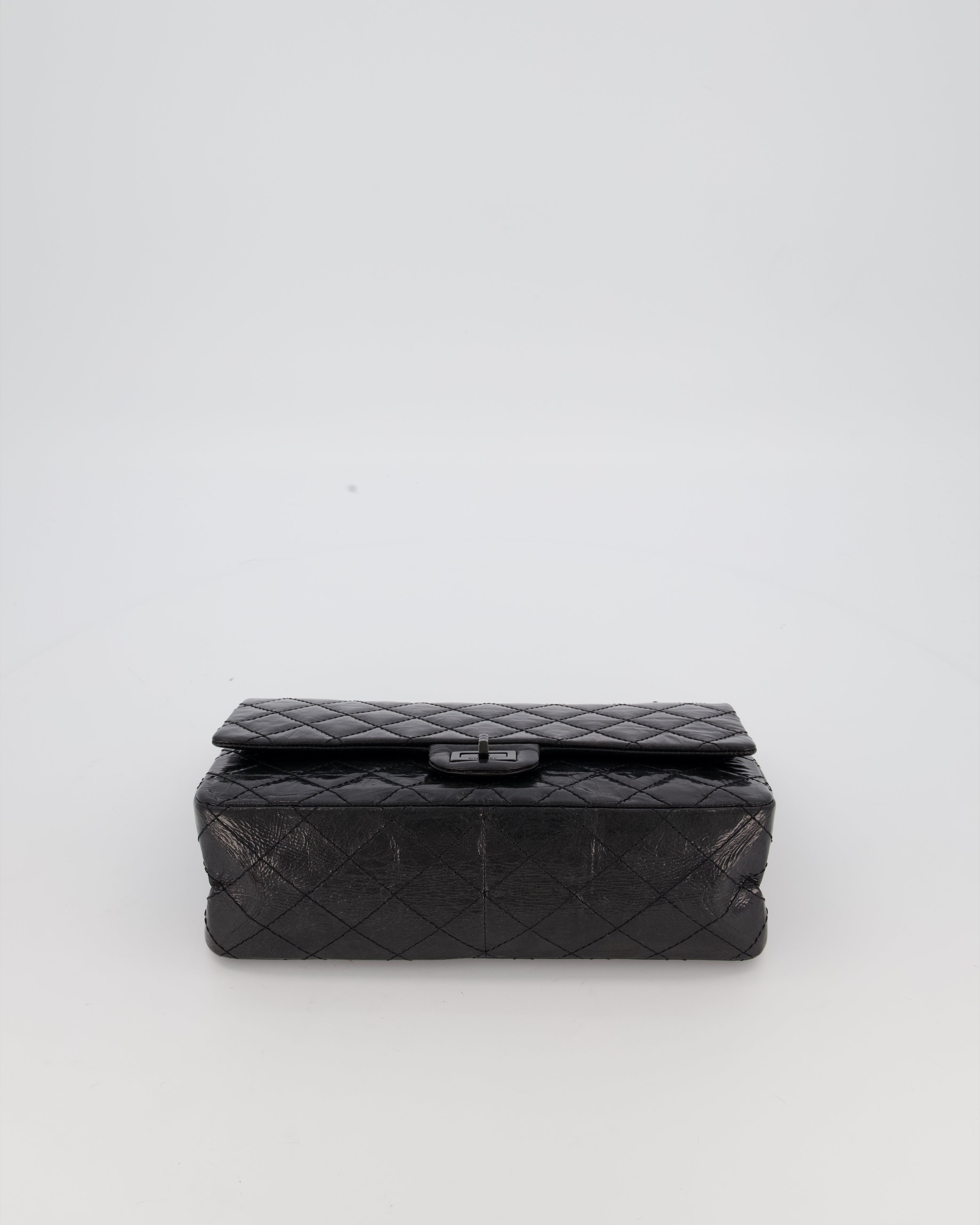 Chanel Black Reissue 226 Medium Double Flap Bag in Patent Leather with So Black Hardware