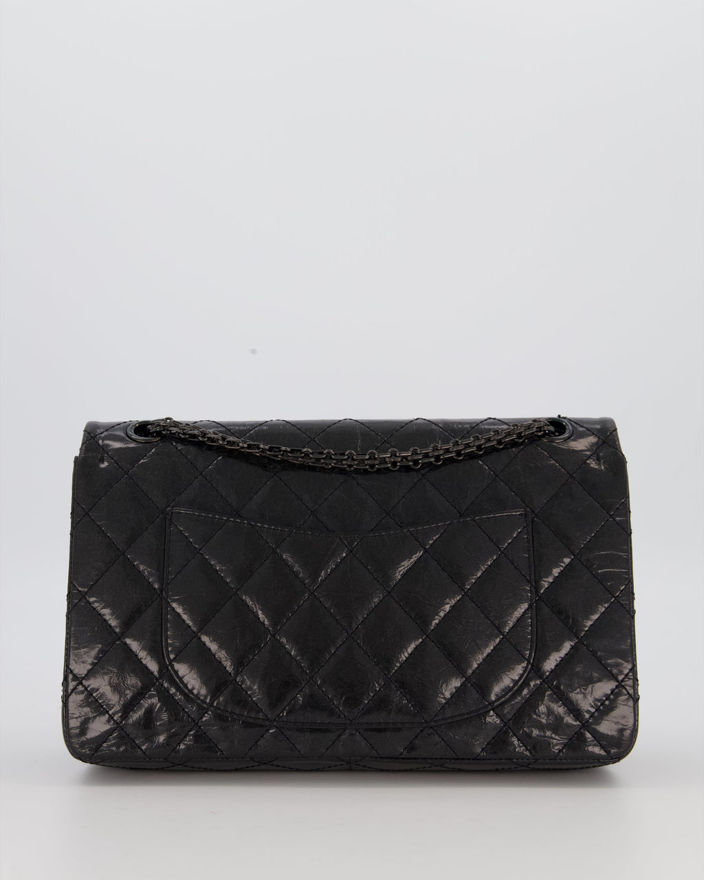 Chanel Black Reissue 226 Medium Double Flap Bag in Patent Leather with So Black Hardware