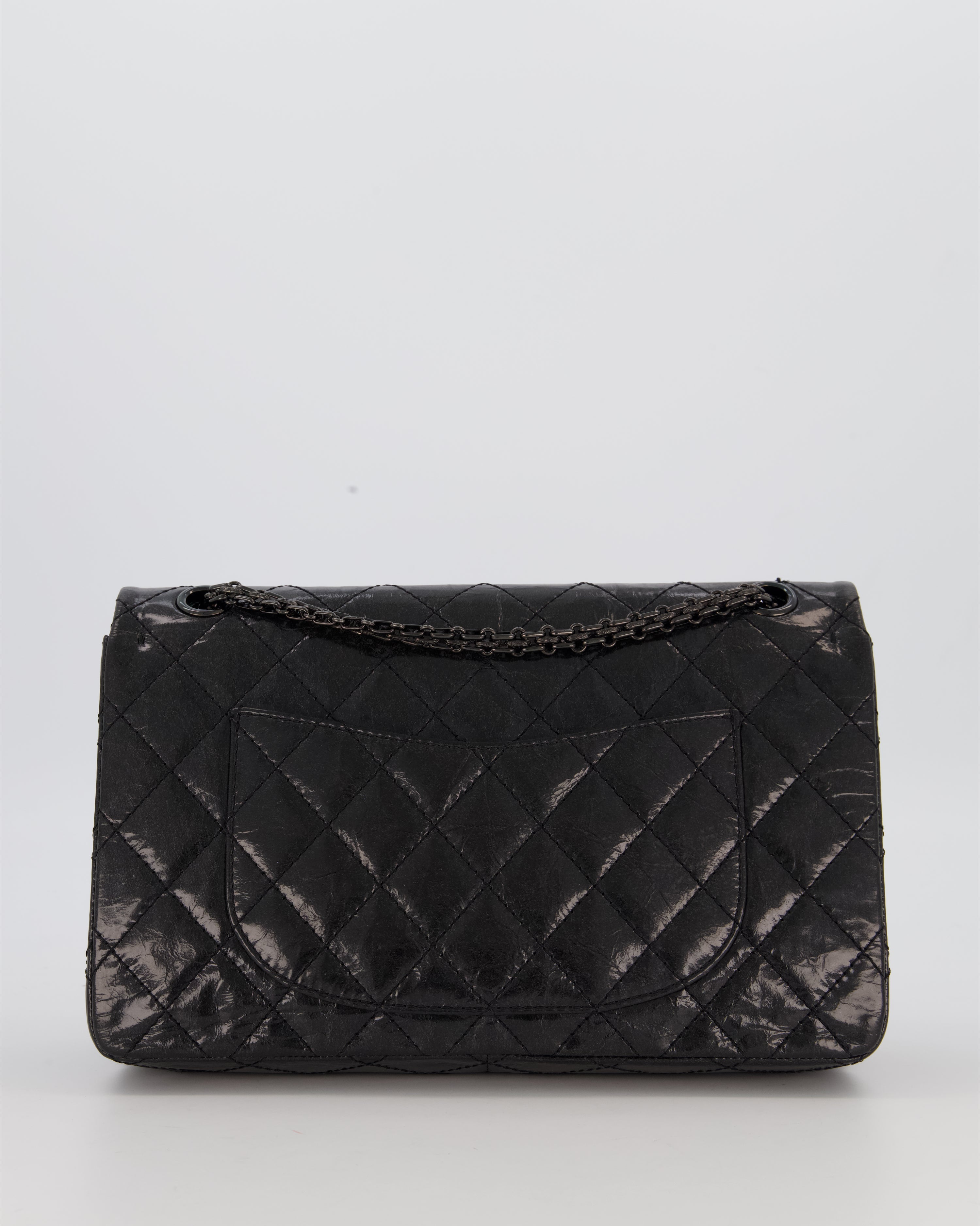 Chanel Black Reissue 226 Medium Double Flap Bag in Patent Leather with So Black Hardware
