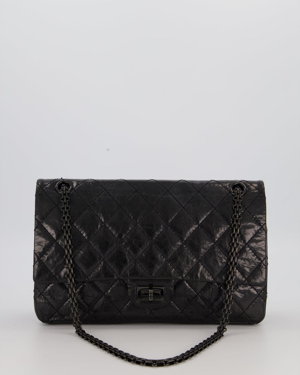 Chanel Black Reissue 226 Medium Double Flap Bag in Patent Leather with So Black Hardware