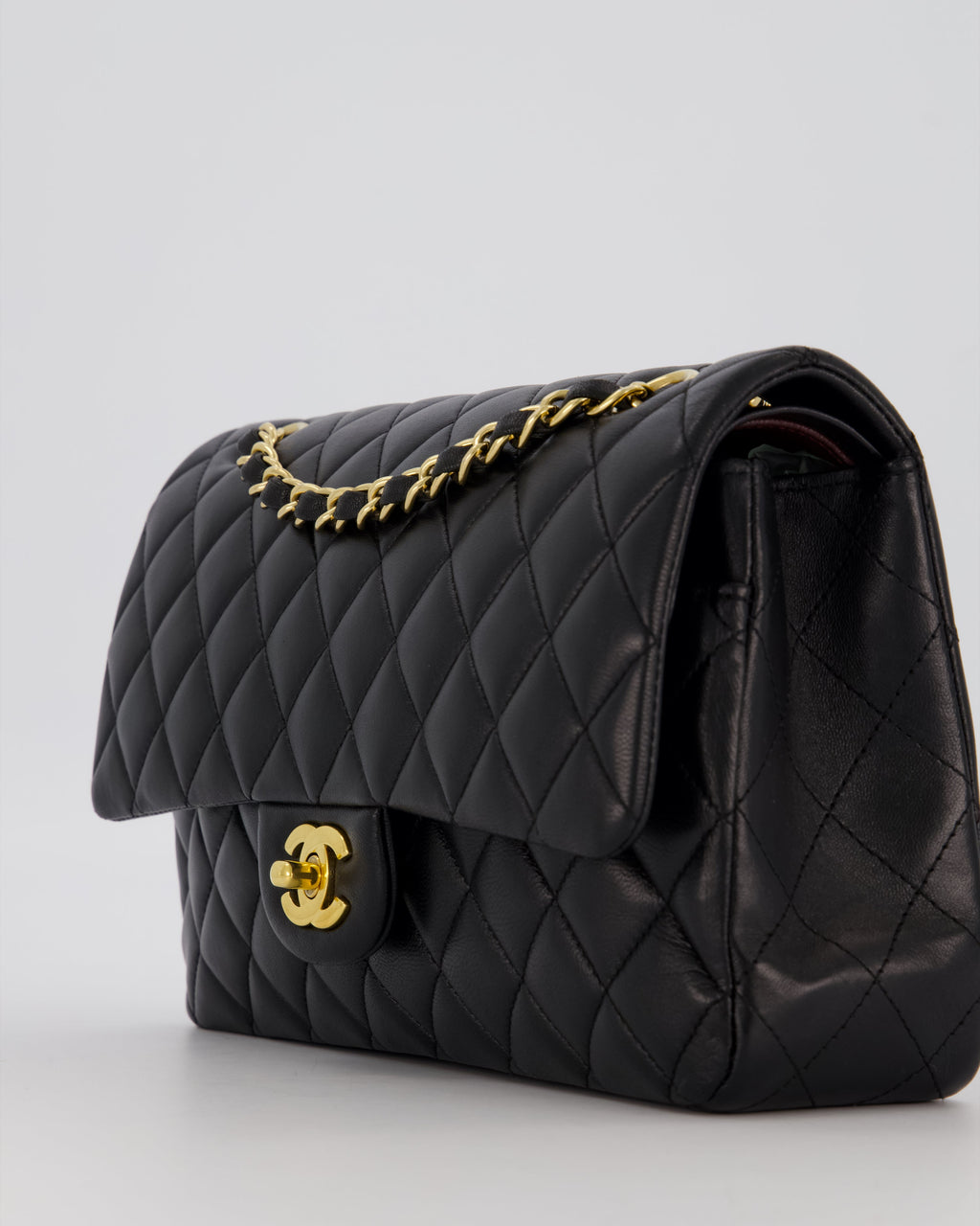 Chanel Black Medium Classic Double Flap Bag in Lambskin Leather with Gold Hardware