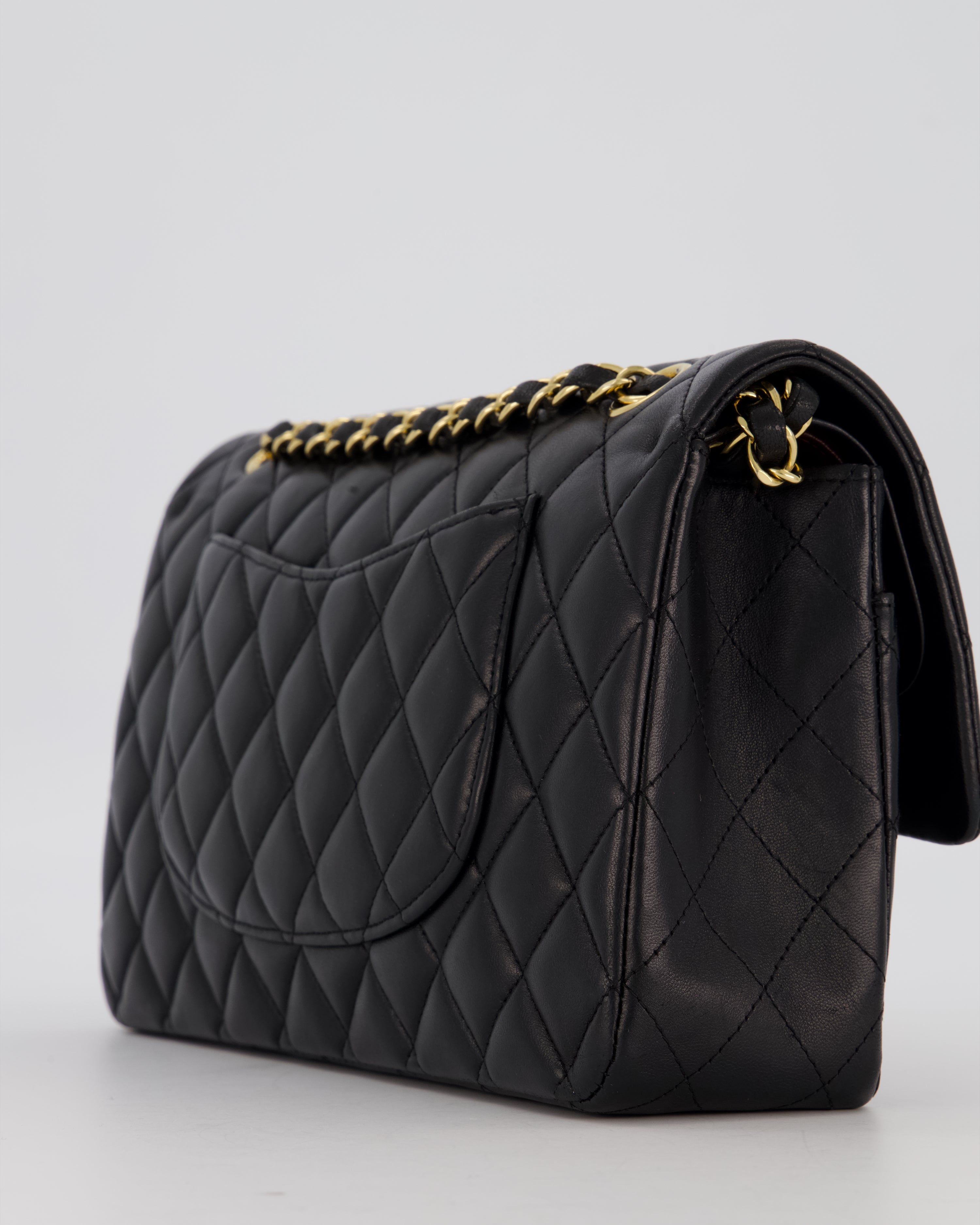 Chanel Black Medium Classic Double Flap Bag in Lambskin Leather with Gold Hardware