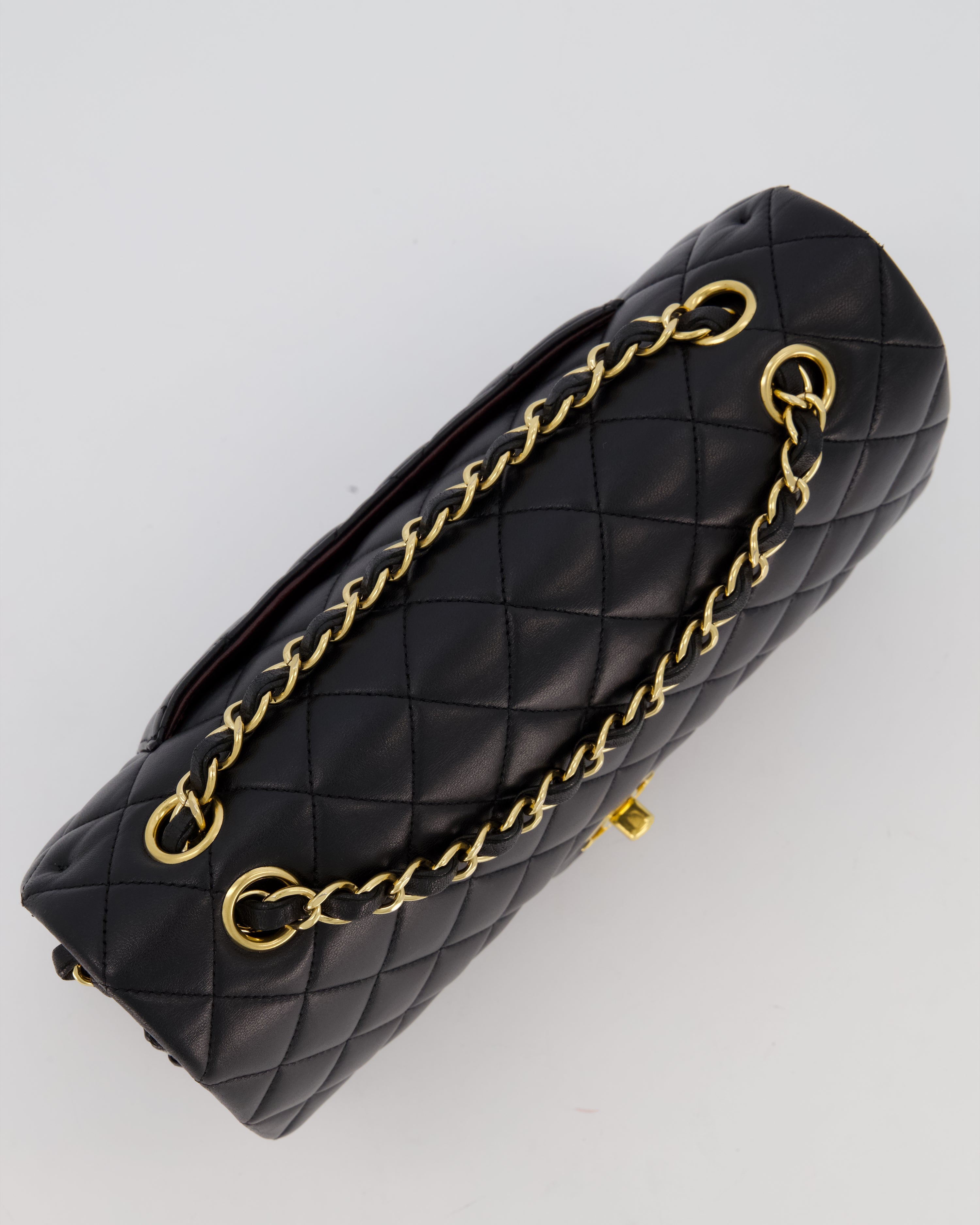 Chanel Black Medium Classic Double Flap Bag in Lambskin Leather with Gold Hardware
