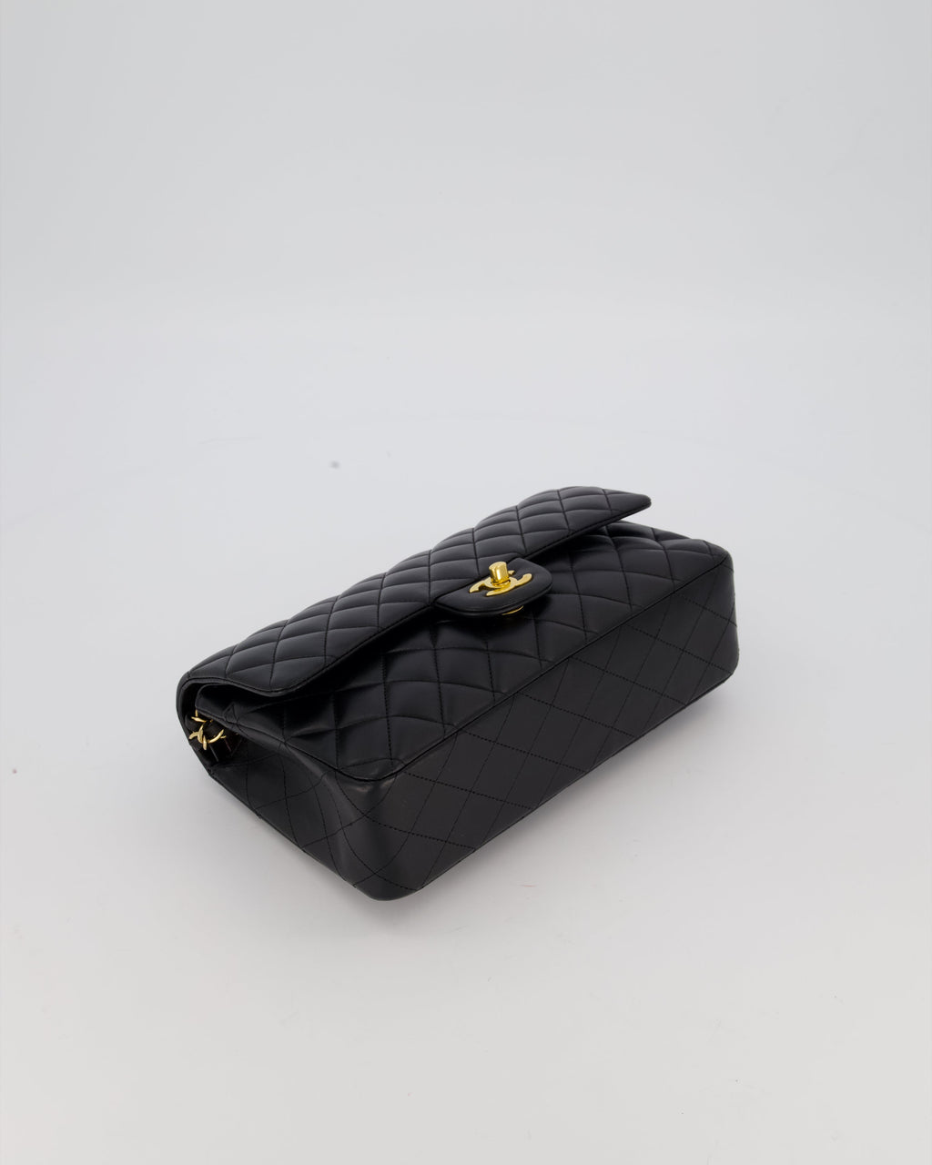 Chanel Black Medium Classic Double Flap Bag in Lambskin Leather with Gold Hardware