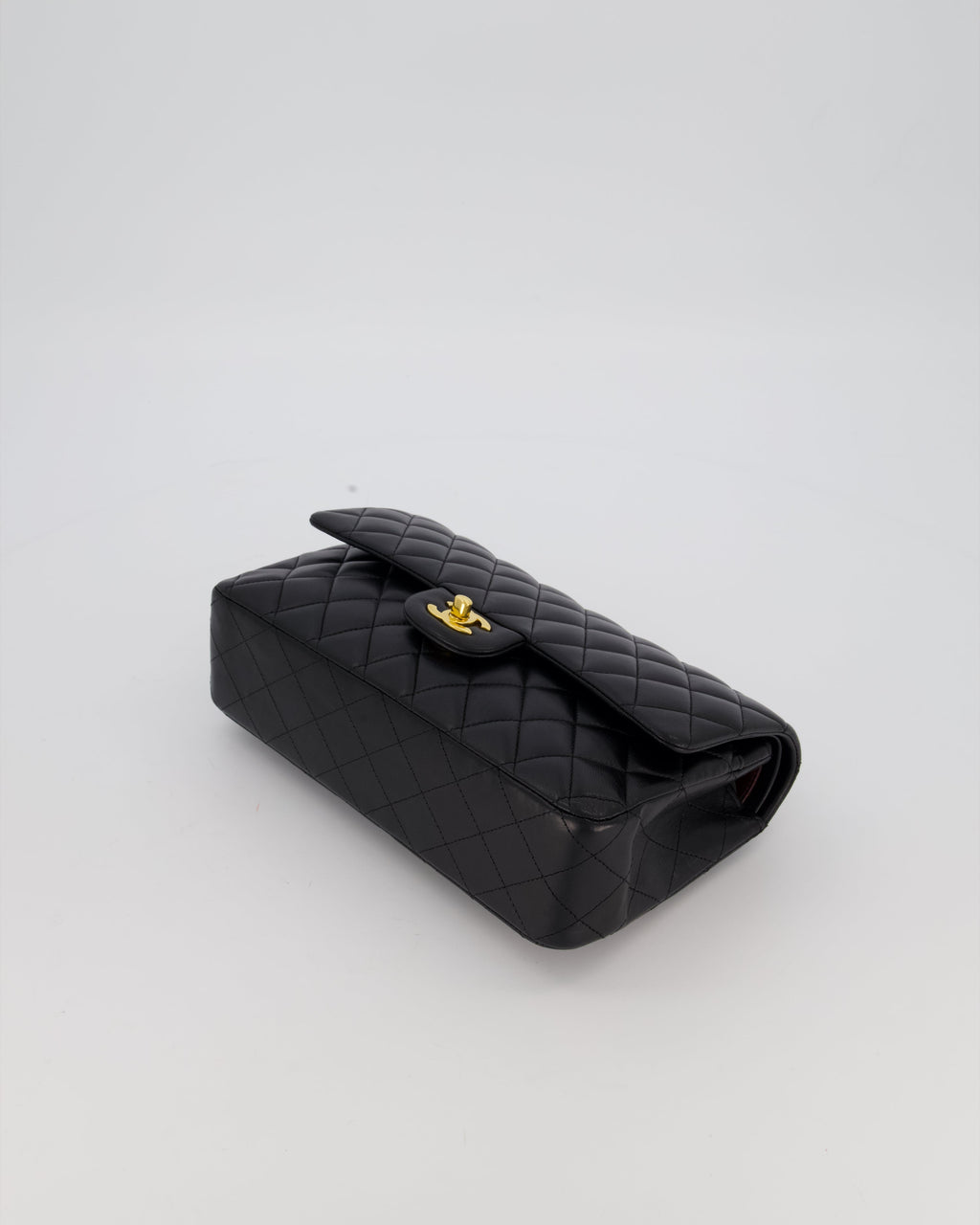 Chanel Black Medium Classic Double Flap Bag in Lambskin Leather with Gold Hardware