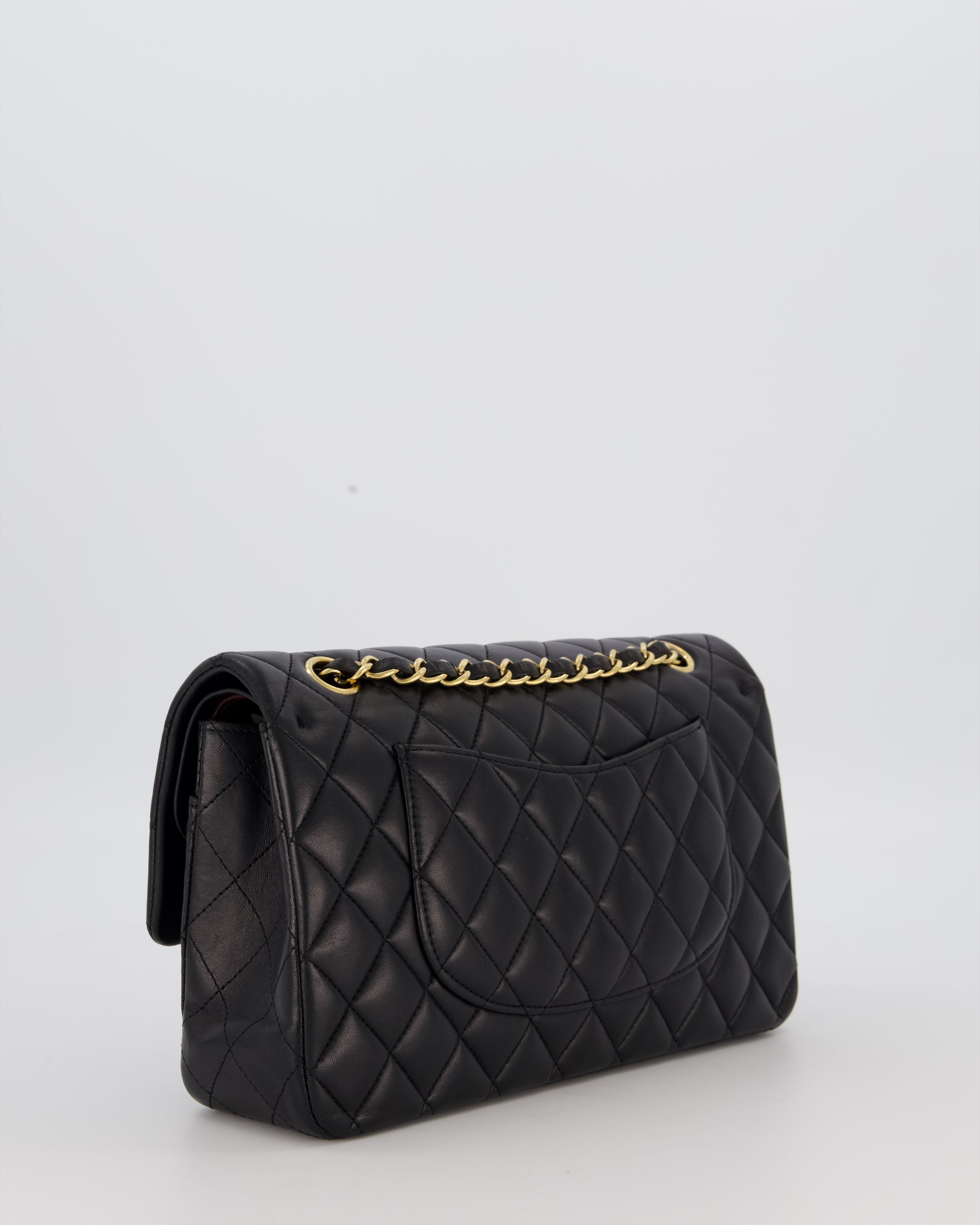 Chanel Black Medium Classic Double Flap Bag in Lambskin Leather with Gold Hardware
