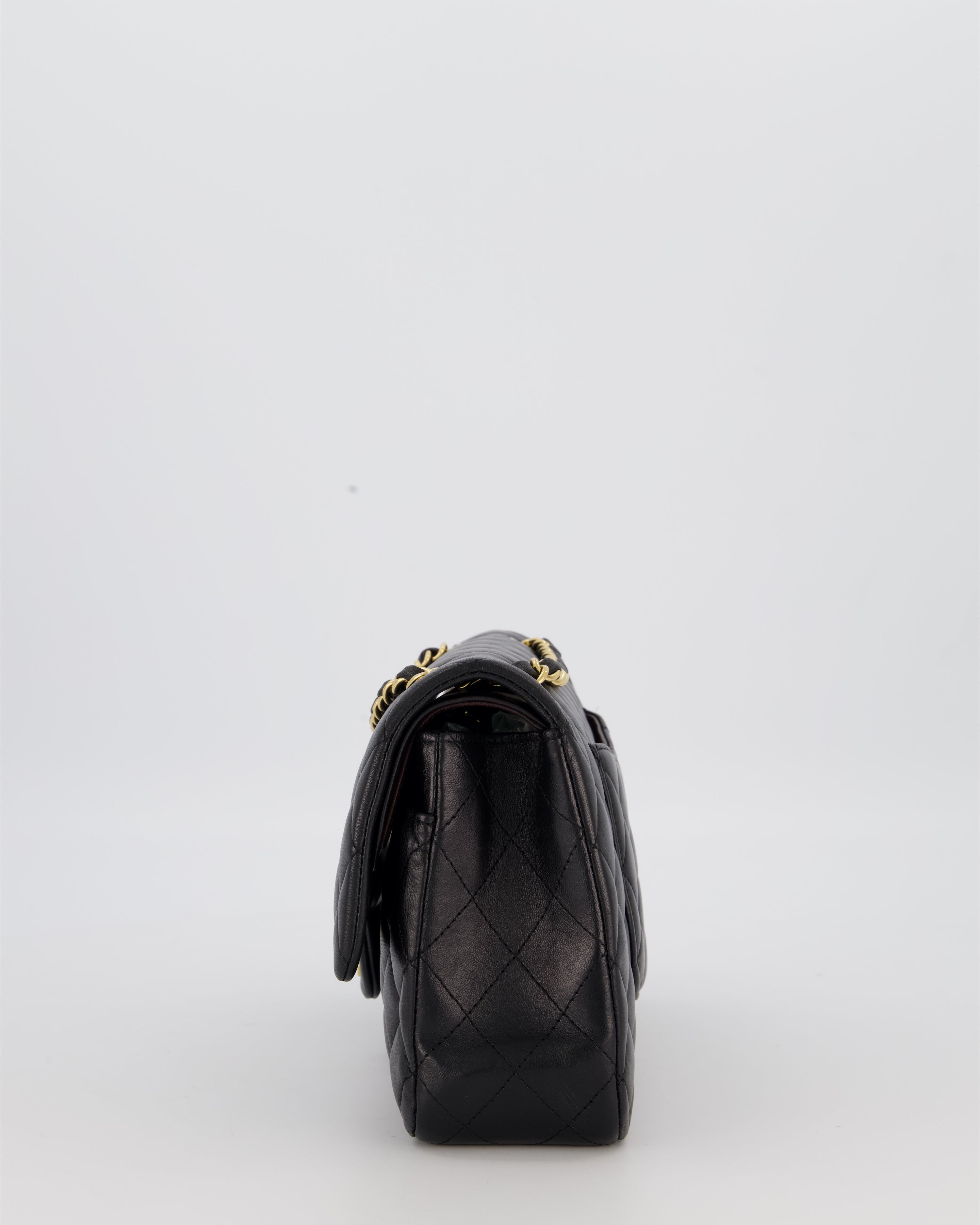 Chanel Black Medium Classic Double Flap Bag in Lambskin Leather with Gold Hardware
