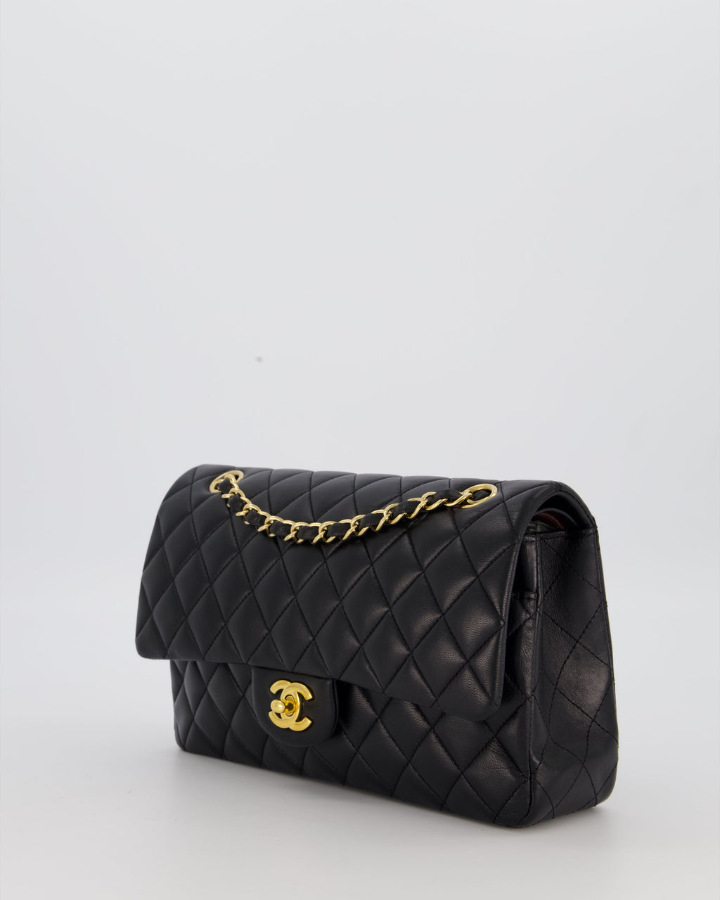 Chanel Black Medium Classic Double Flap Bag in Lambskin Leather with Gold Hardware