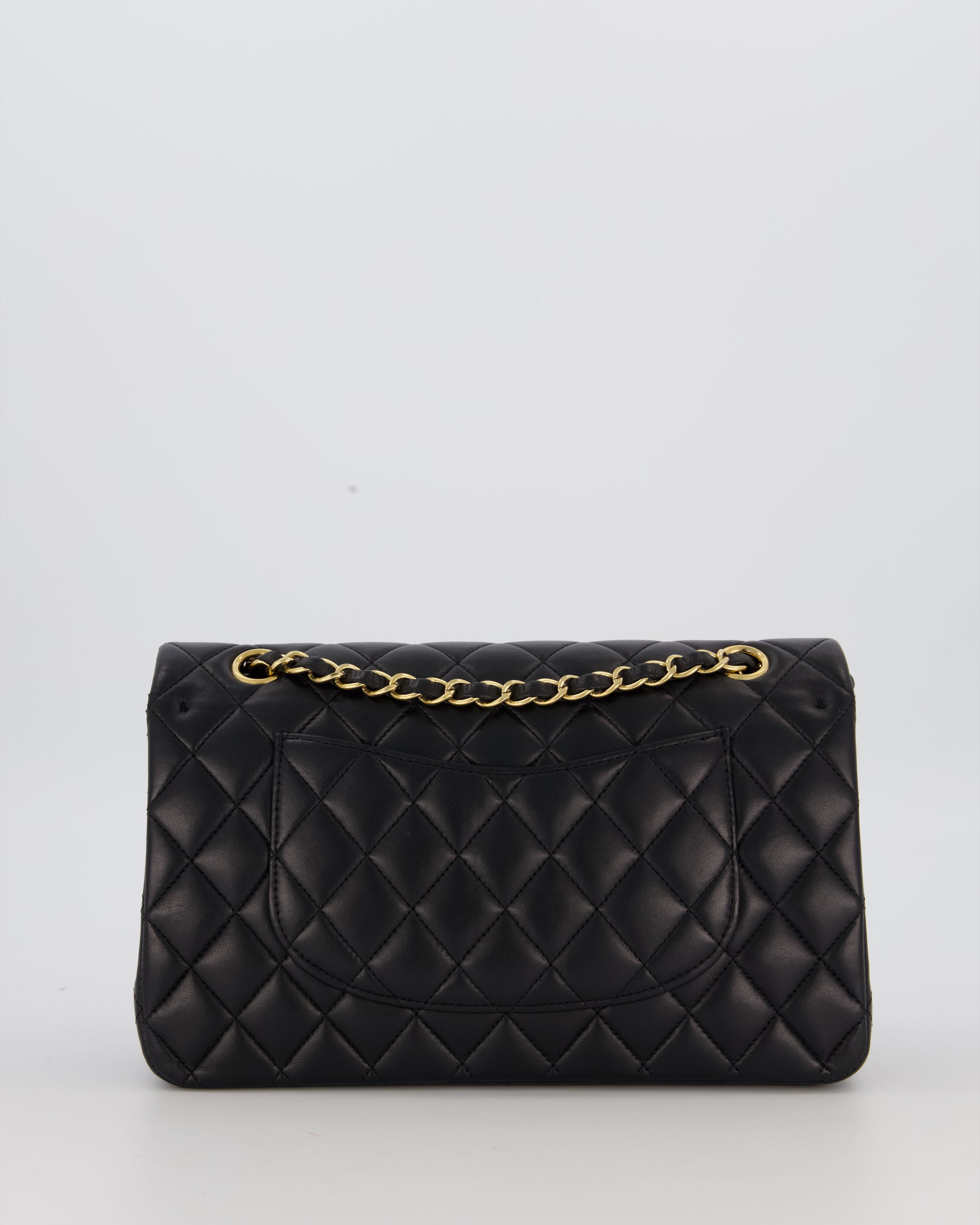 Chanel Black Medium Classic Double Flap Bag in Lambskin Leather with Gold Hardware