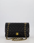Chanel Black Medium Classic Double Flap Bag in Lambskin Leather with Gold Hardware
