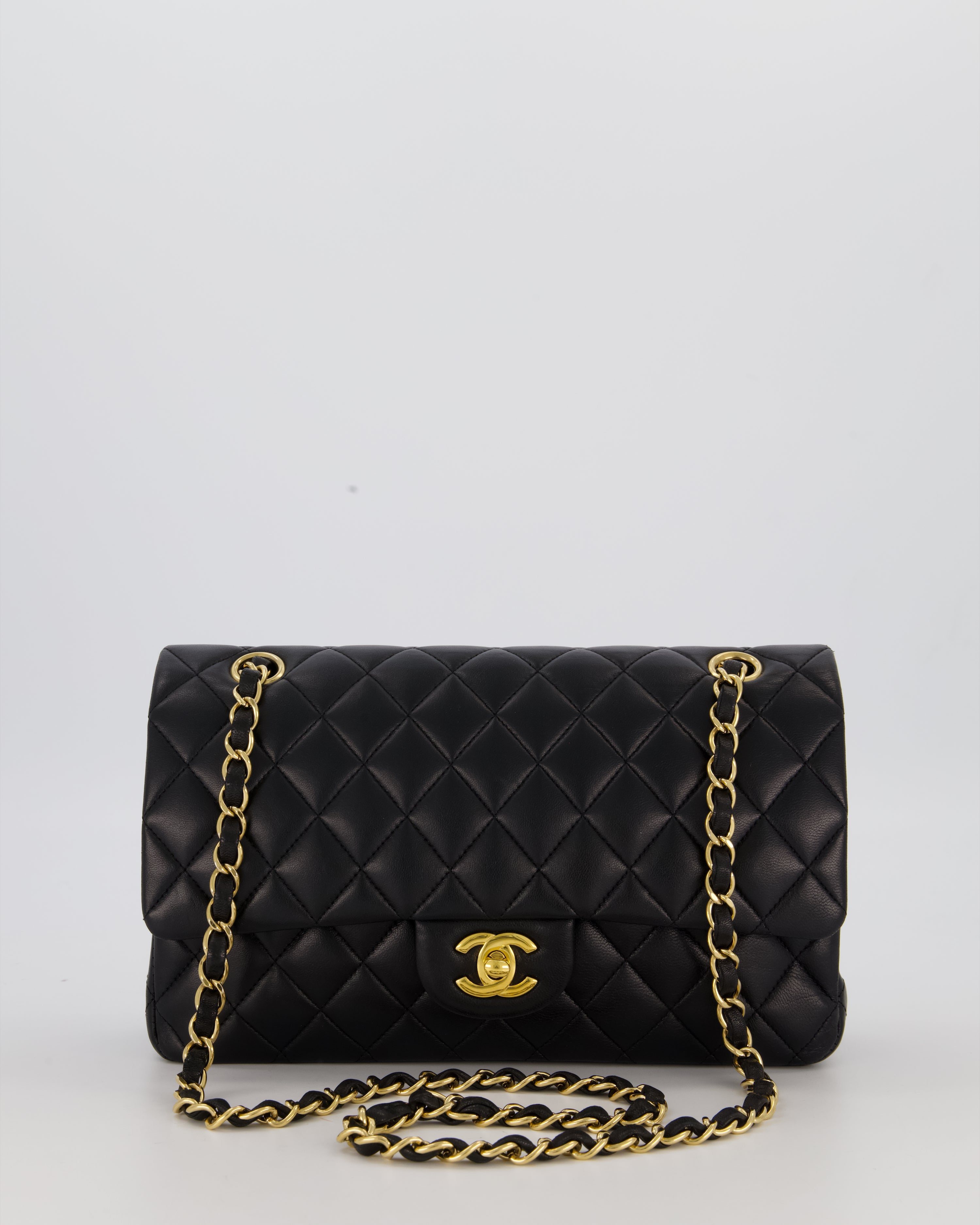 Chanel Black Medium Classic Double Flap Bag in Lambskin Leather with Gold Hardware