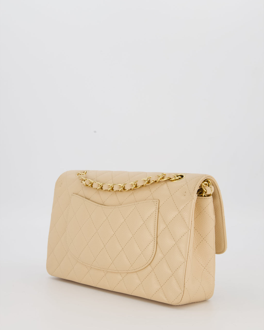 Chanel Medium Classic Double Flap Bag in Beige Clair Caviar Leather with Gold Hardware