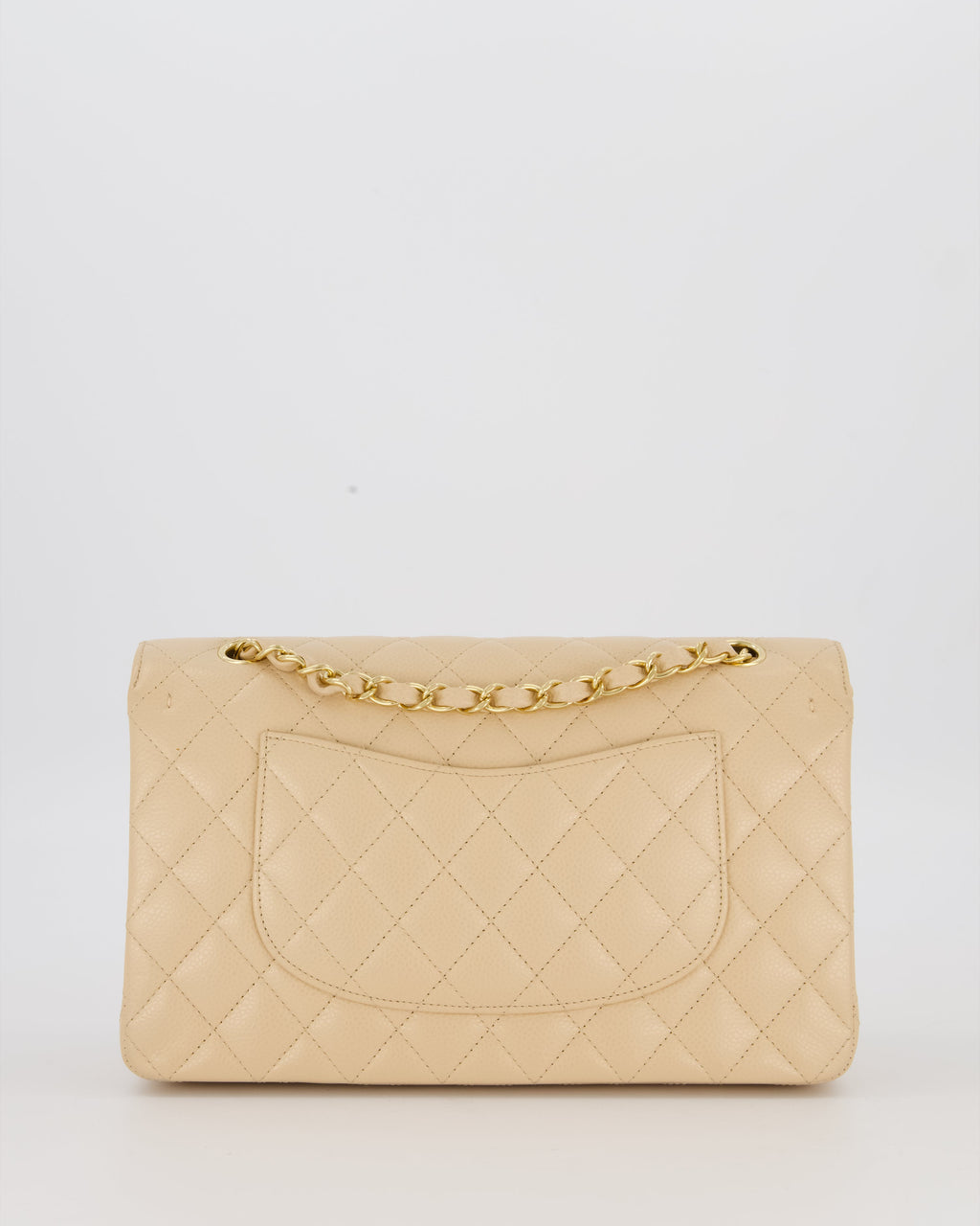 Chanel Medium Classic Double Flap Bag in Beige Clair Caviar Leather with Gold Hardware