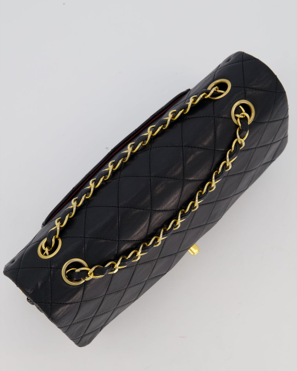 *HOT* Chanel Vintage Medium Classic Double Flap Bag in Black Lambskin Leather with 24K Gold Hardware