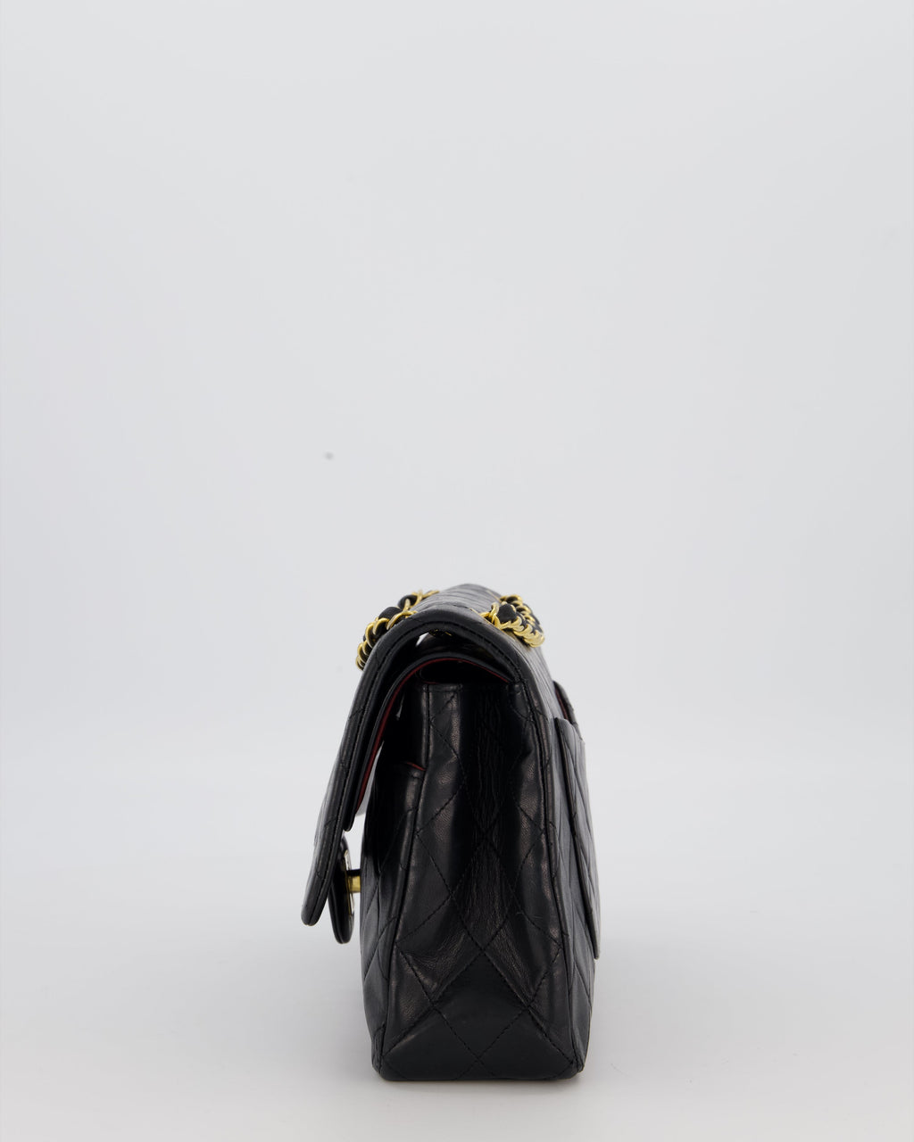 *HOT* Chanel Vintage Medium Classic Double Flap Bag in Black Lambskin Leather with 24K Gold Hardware