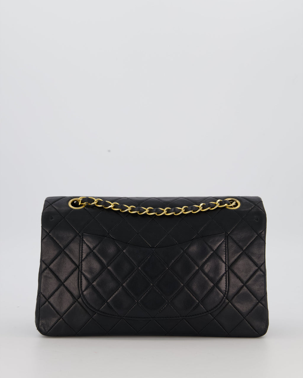 *HOT* Chanel Vintage Medium Classic Double Flap Bag in Black Lambskin Leather with 24K Gold Hardware