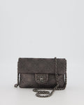 Chanel Grey Embellished Rhinestones  Mini Flap Bag in Suede Leather With Gunmetal Hardware