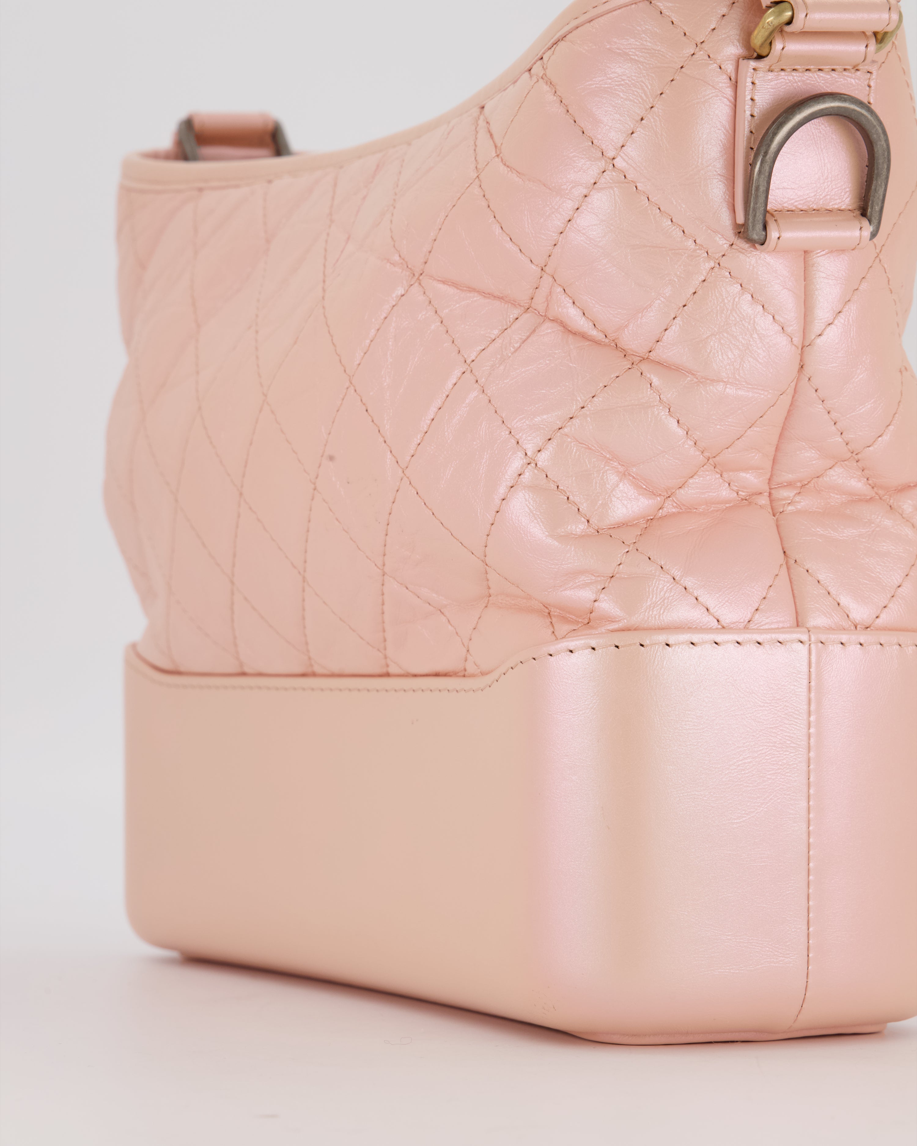 Chanel Large Gabrielle Bag in Light Pink Crumpled Calfskin Leather with Mixed Hardware