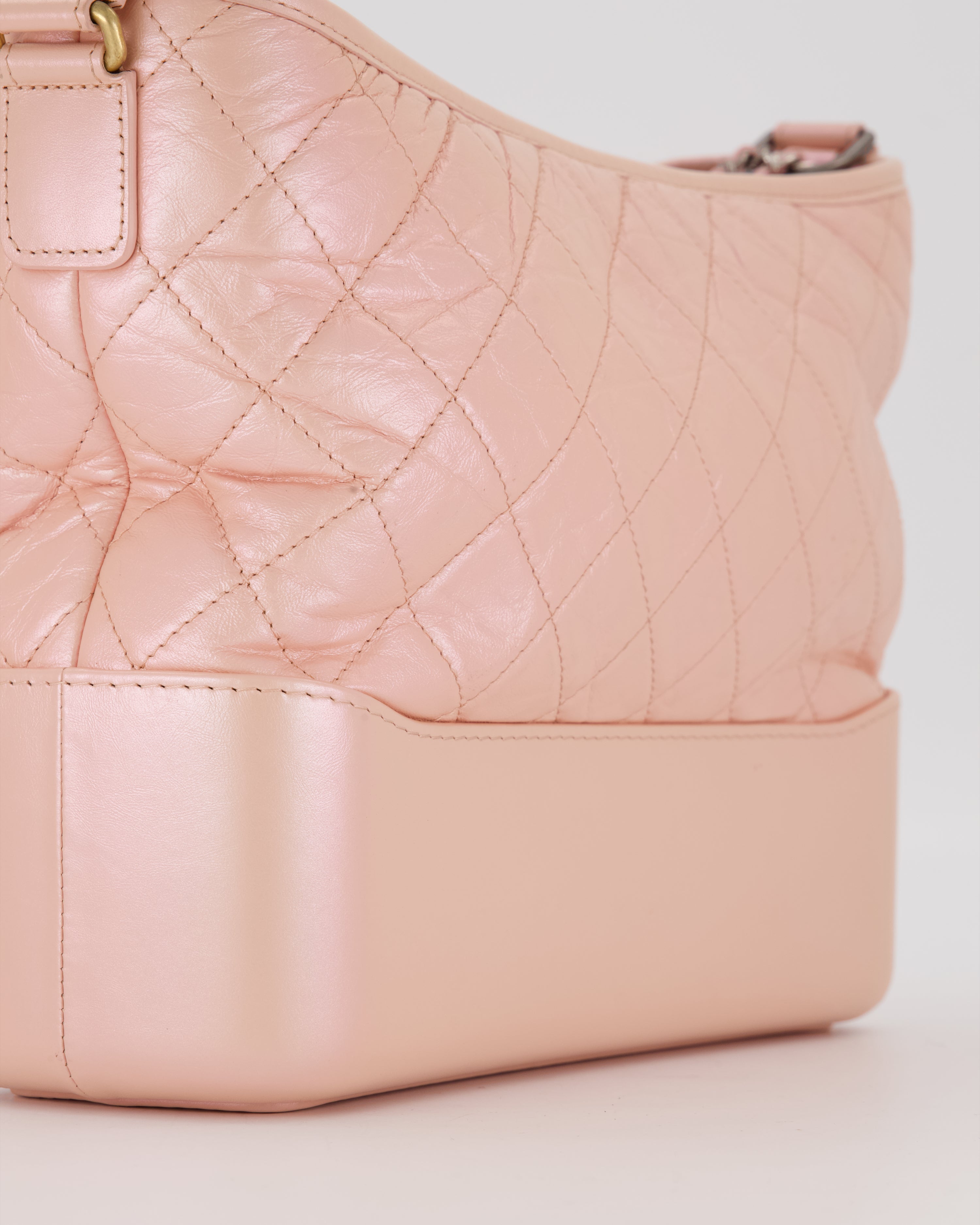Chanel Large Gabrielle Bag in Light Pink Crumpled Calfskin Leather with Mixed Hardware