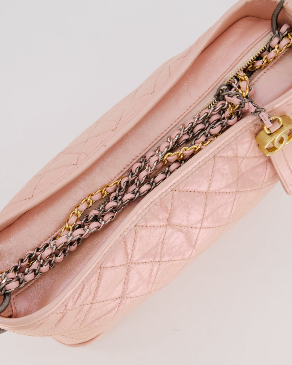 Chanel Large Gabrielle Bag in Light Pink Crumpled Calfskin Leather with Mixed Hardware
