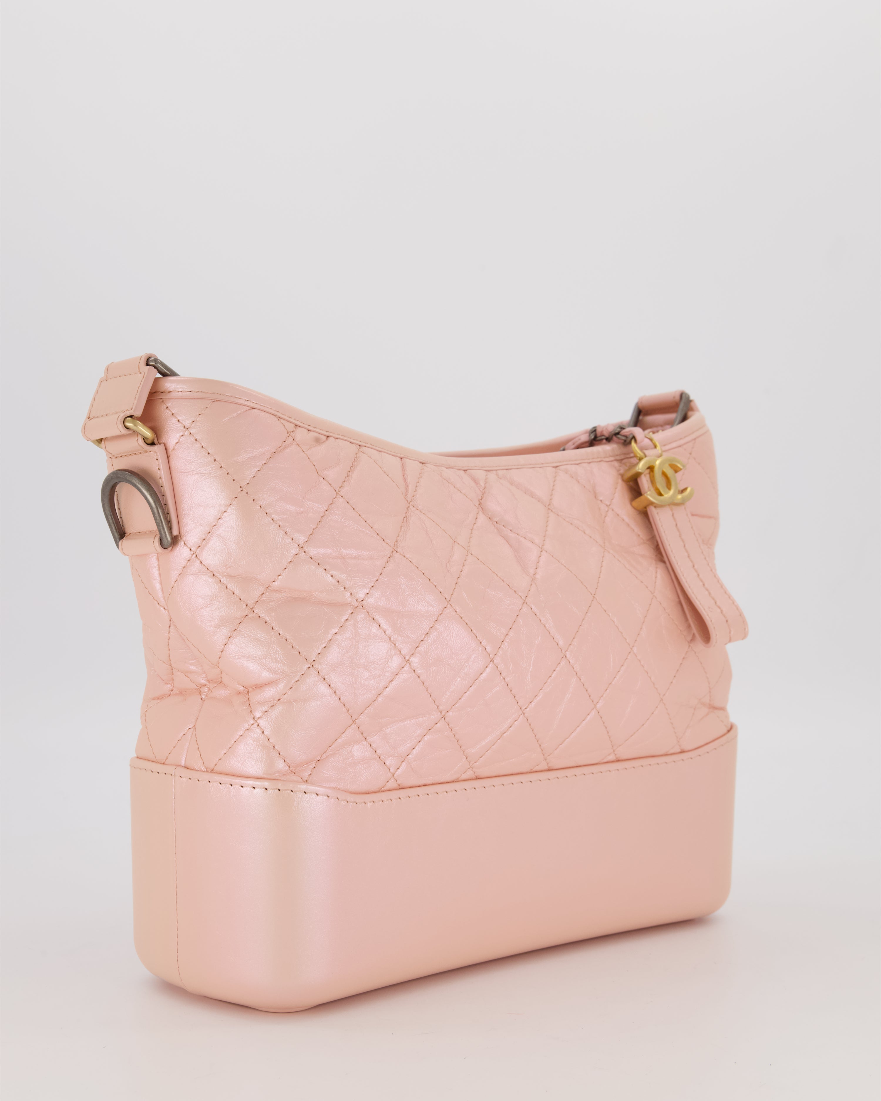 Chanel Large Gabrielle Bag in Light Pink Crumpled Calfskin Leather with Mixed Hardware