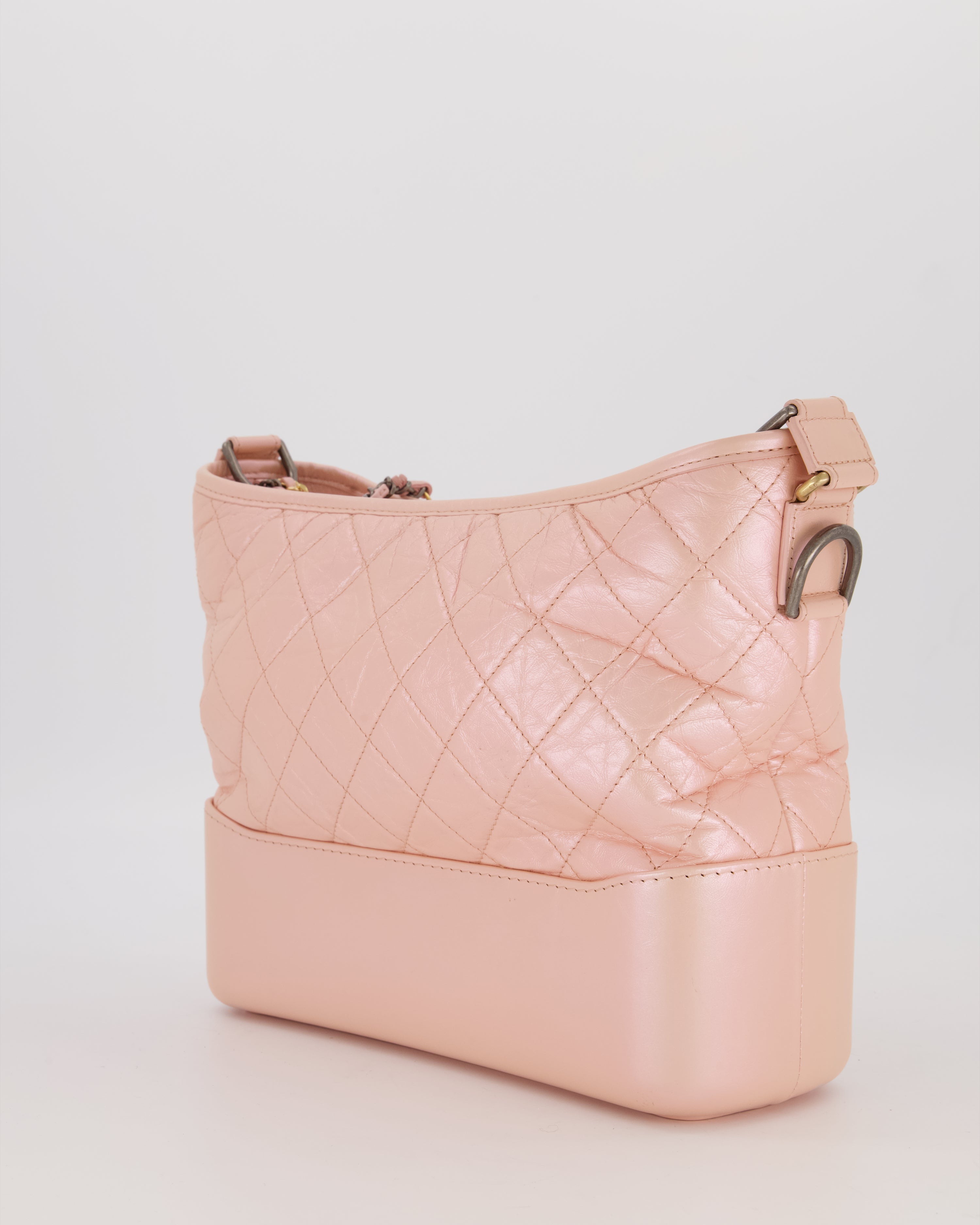 Chanel Large Gabrielle Bag in Light Pink Crumpled Calfskin Leather with Mixed Hardware