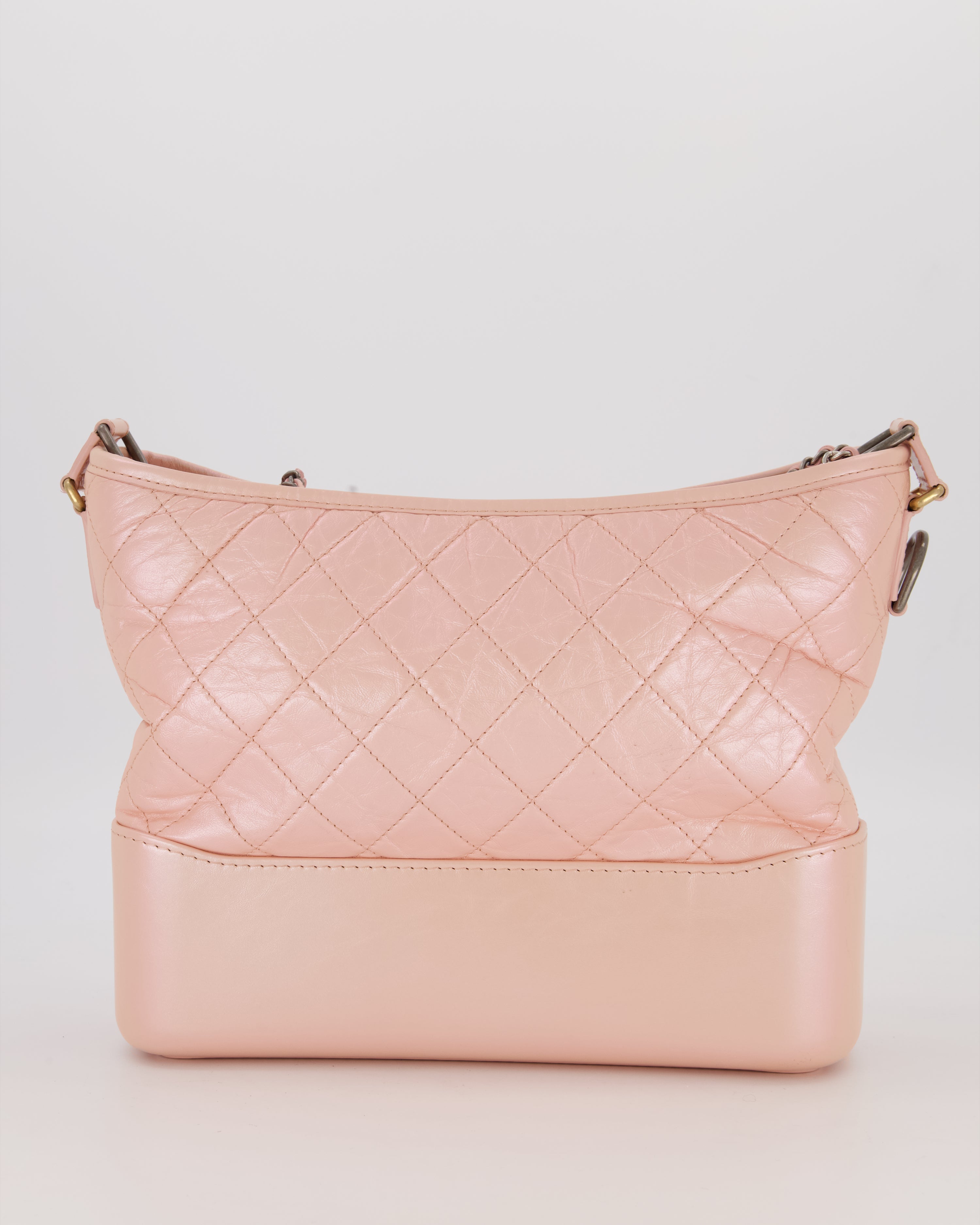 Chanel Large Gabrielle Bag in Light Pink Crumpled Calfskin Leather with Mixed Hardware