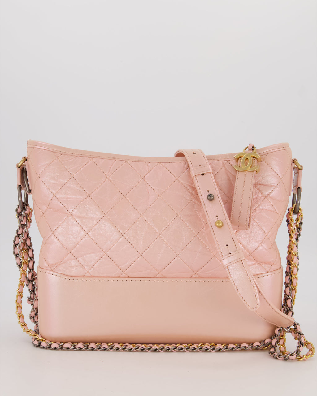 Chanel Large Gabrielle Bag in Light Pink Crumpled Calfskin Leather with Mixed Hardware