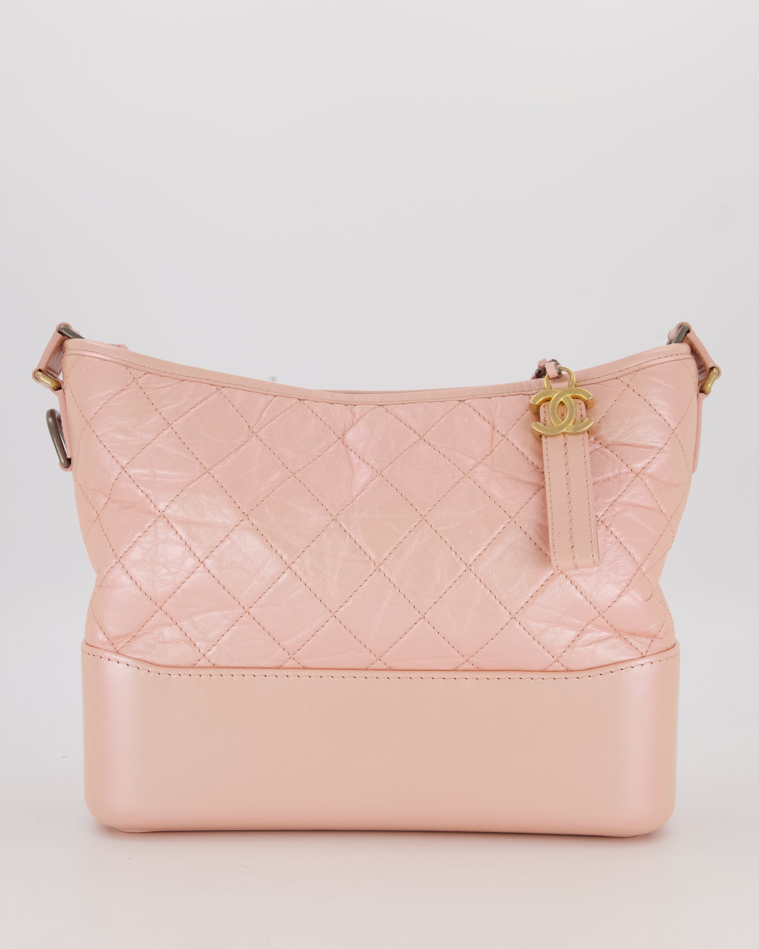 Chanel Large Gabrielle Bag in Light Pink Crumpled Calfskin Leather with Mixed Hardware