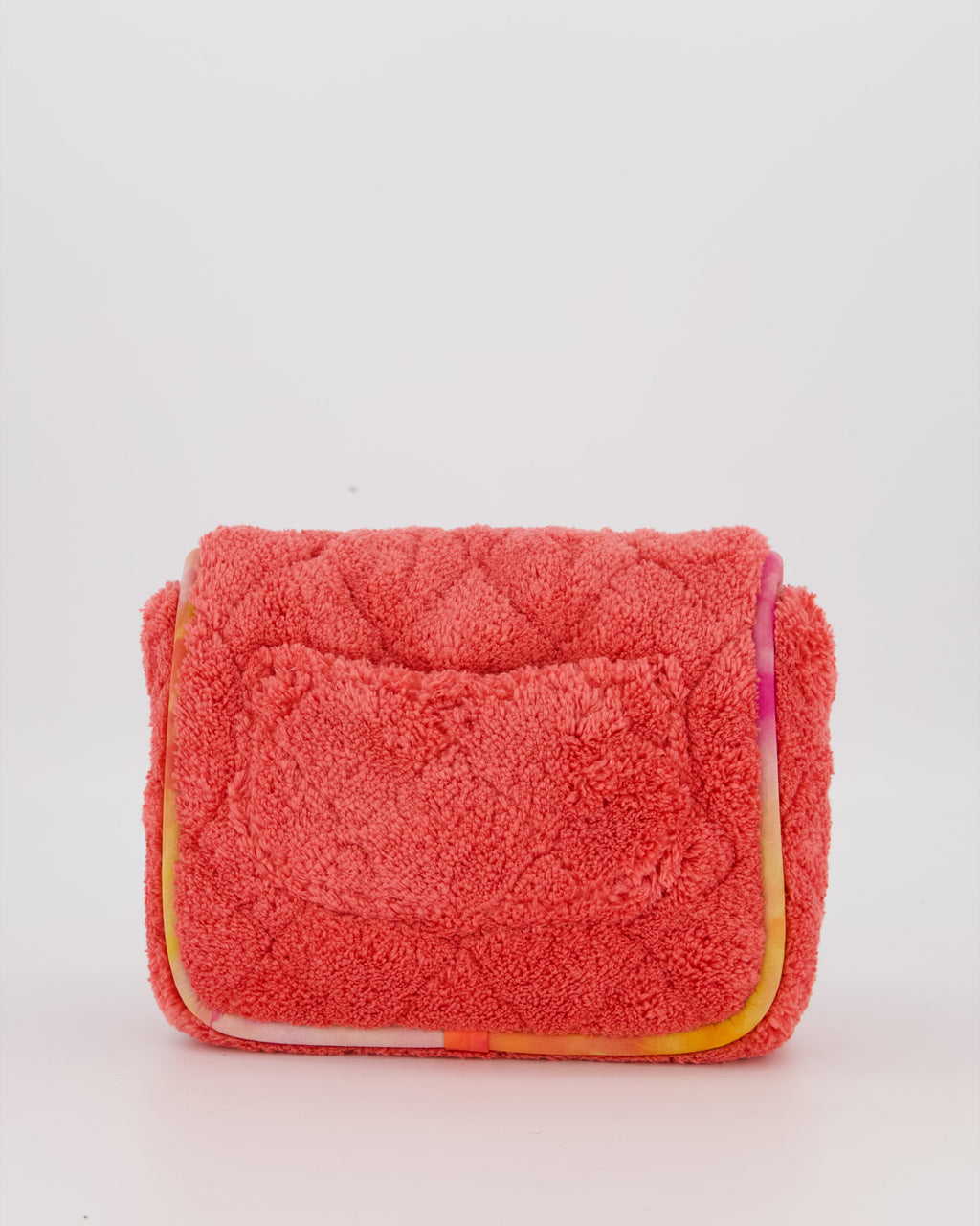 Chanel Pink Terry Cloth Quilted Square Flap Bag with Silver Hardware