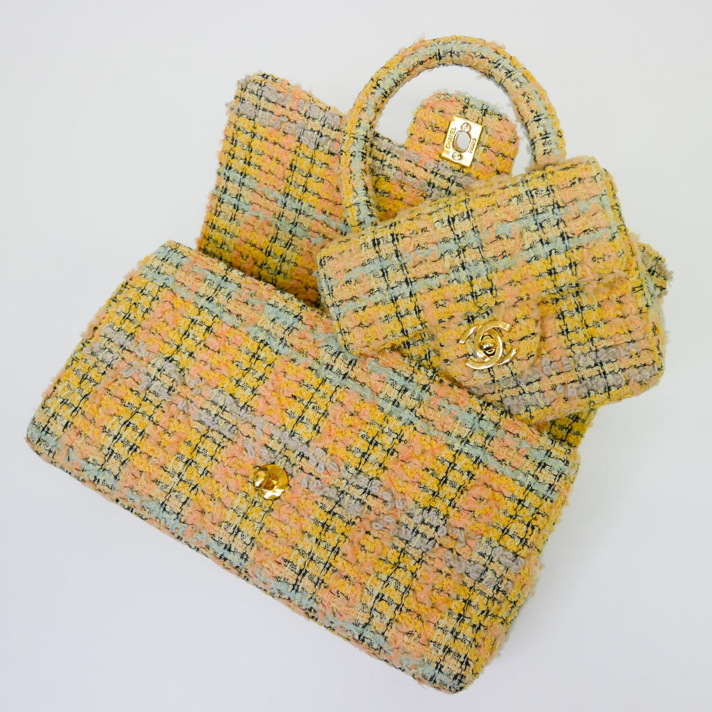CHANEL 1994 Yellow Tweed Handbag Set