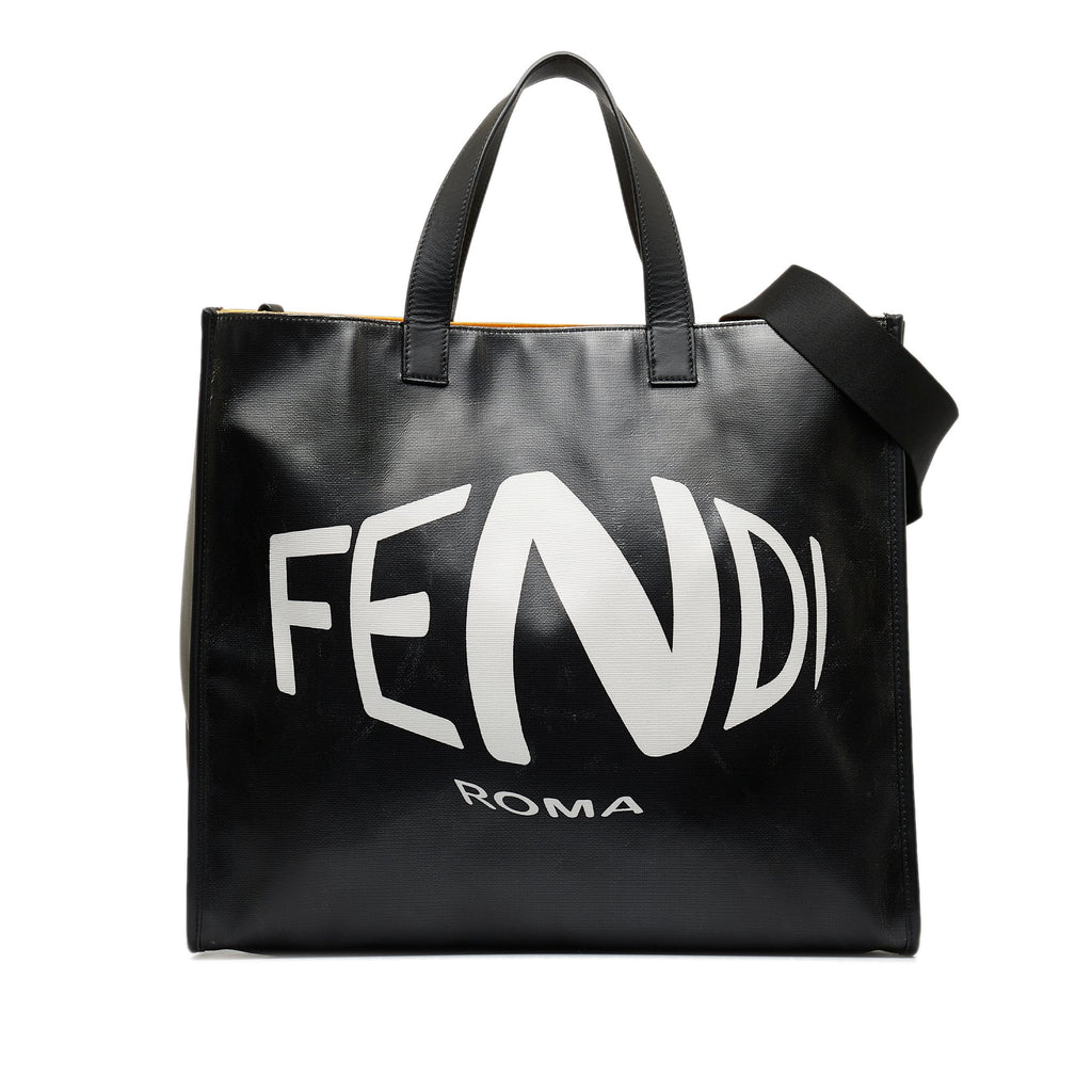 FENDI x Sarah Coleman Fisheye Logo Coated Canvas Shopping Tote Satchel