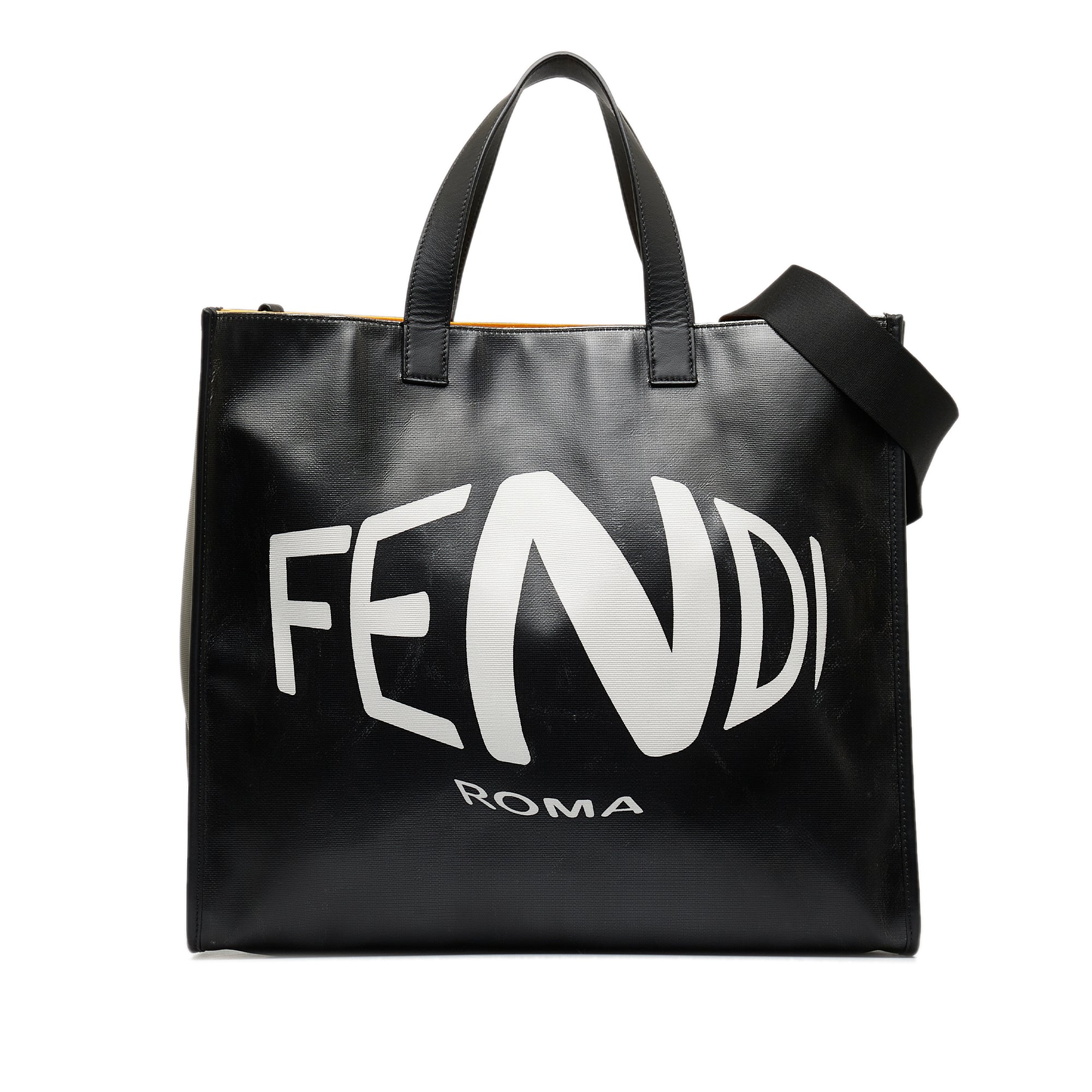 FENDI x Sarah Coleman Fisheye Logo Coated Canvas Shopping Tote Satchel
