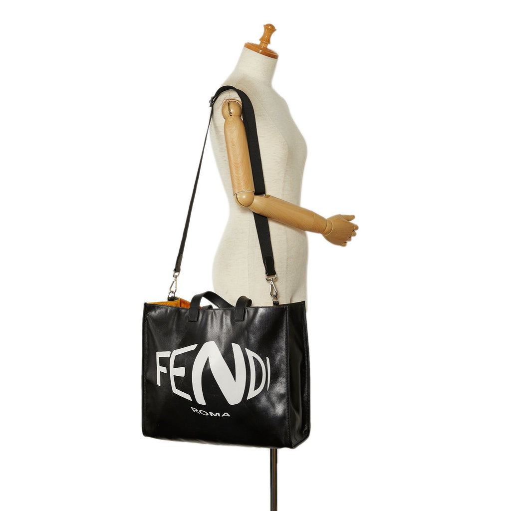 FENDI x Sarah Coleman Fisheye Logo Coated Canvas Shopping Tote Satchel