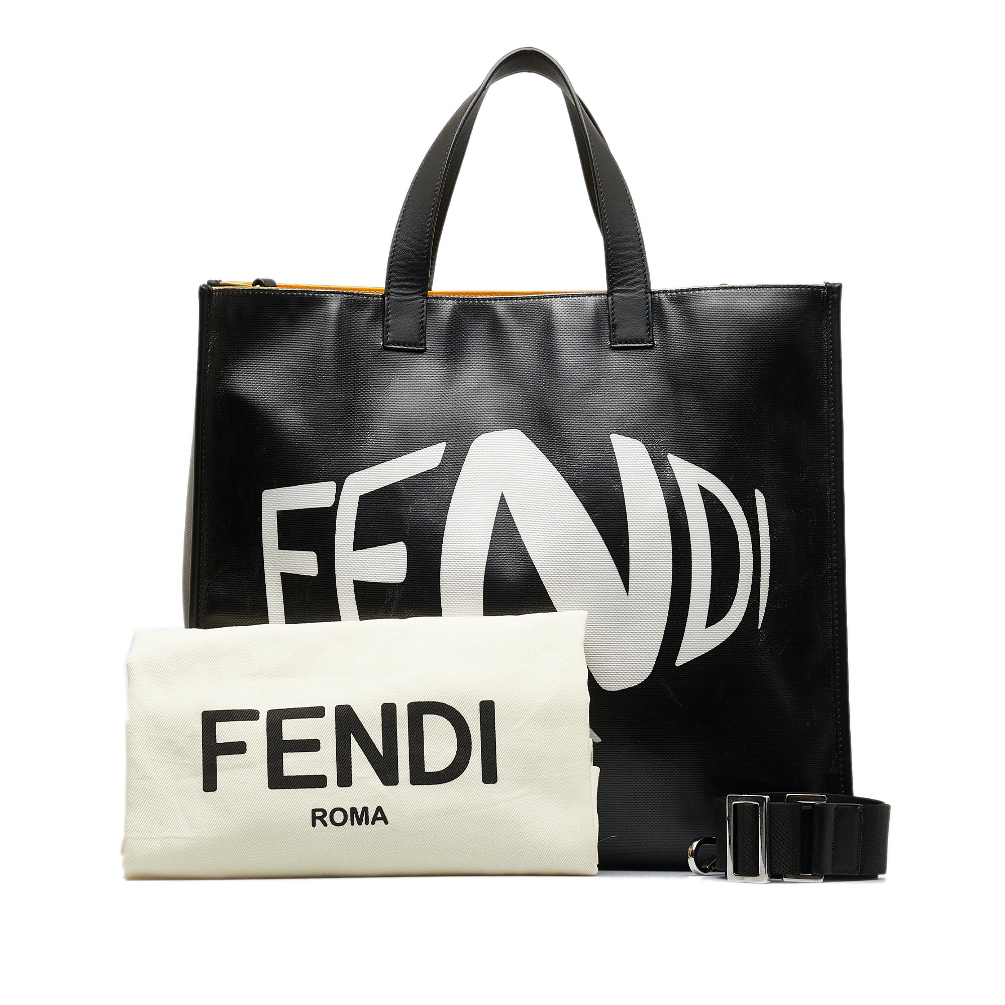 FENDI x Sarah Coleman Fisheye Logo Coated Canvas Shopping Tote Satchel