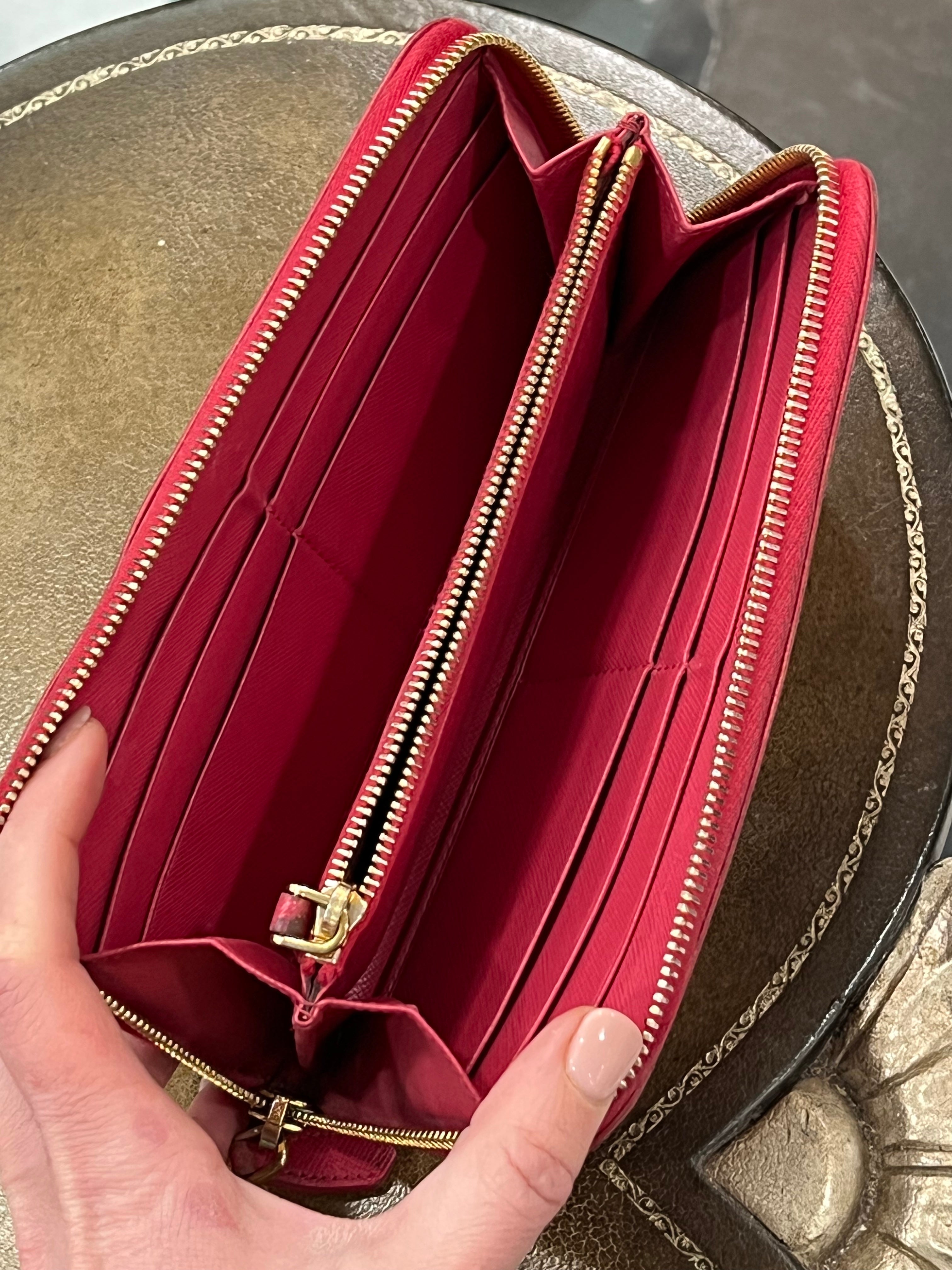 PRADA SAFFIANO LEATHER ZIP AROUND WALLET